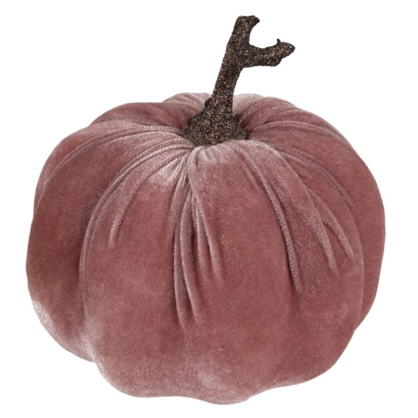 6.25inch Pink Velour Pumpkin Fall Harvest Decoration