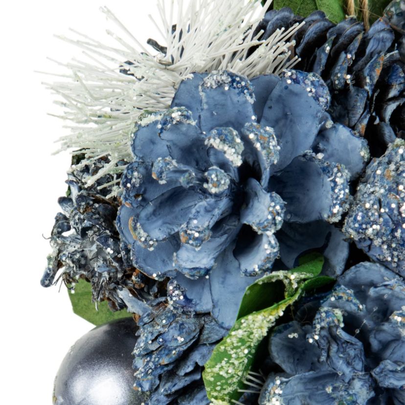 5.5inch Blue Pinecone and Pine Needle Christmas Ball Ornament