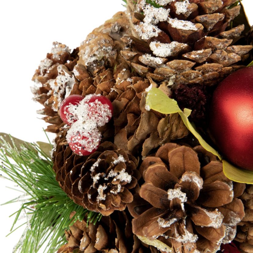5.5inch Red Ornament Pinecone and Mixed Foliage Hanging Christmas Ball Ornament