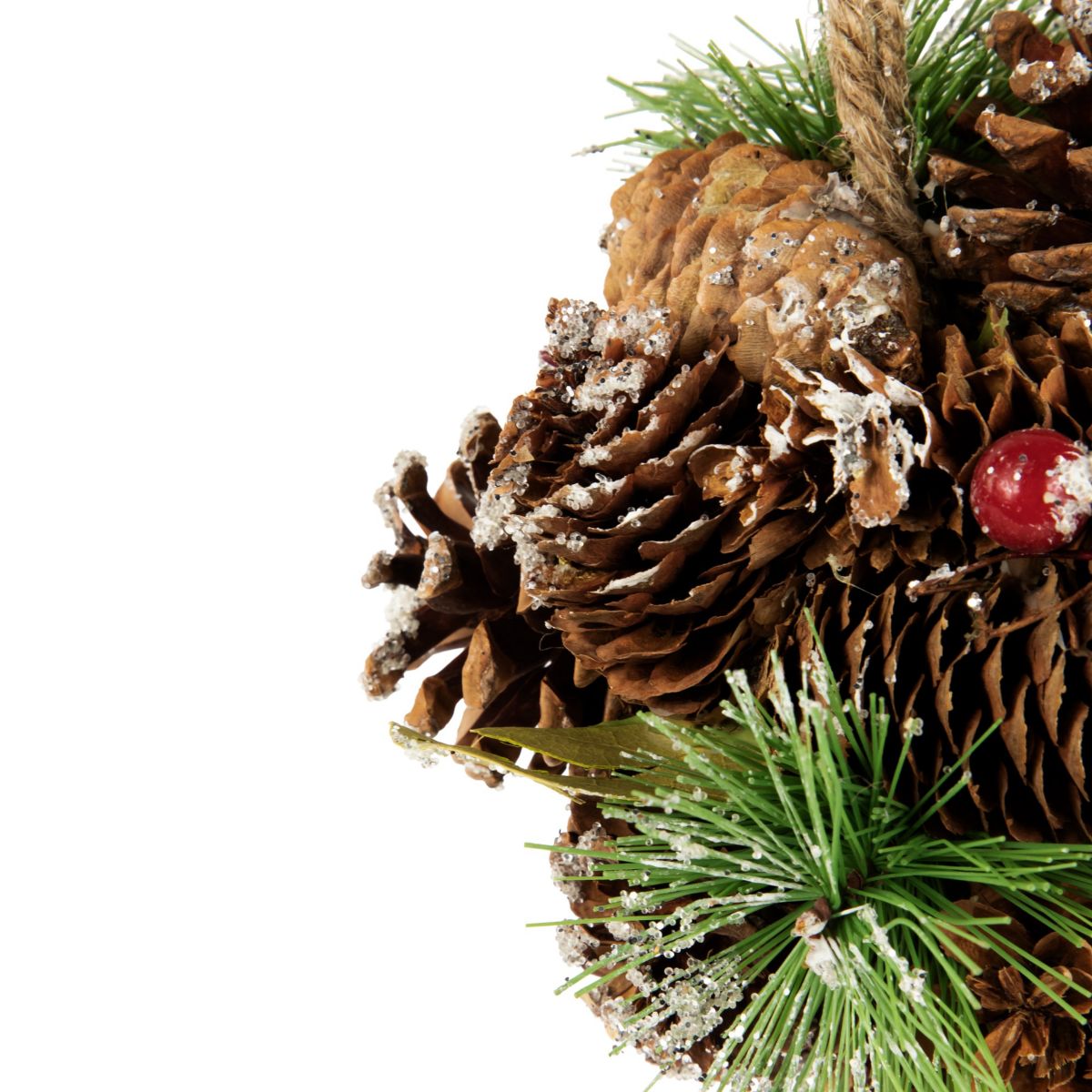 5.5inch Red Ornament Pinecone and Mixed Foliage Hanging Christmas Ball Ornament