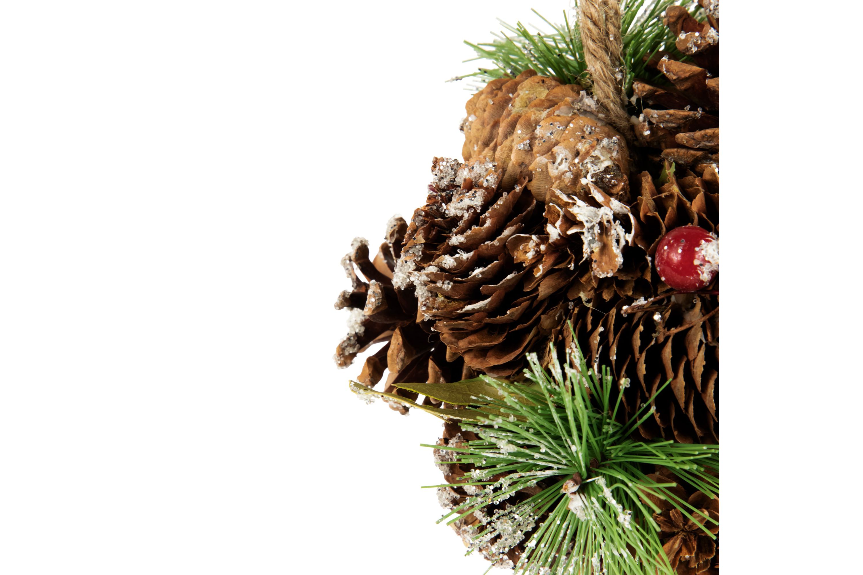 5.5inch Red Ornament Pinecone and Mixed Foliage Hanging Christmas Ball Ornament