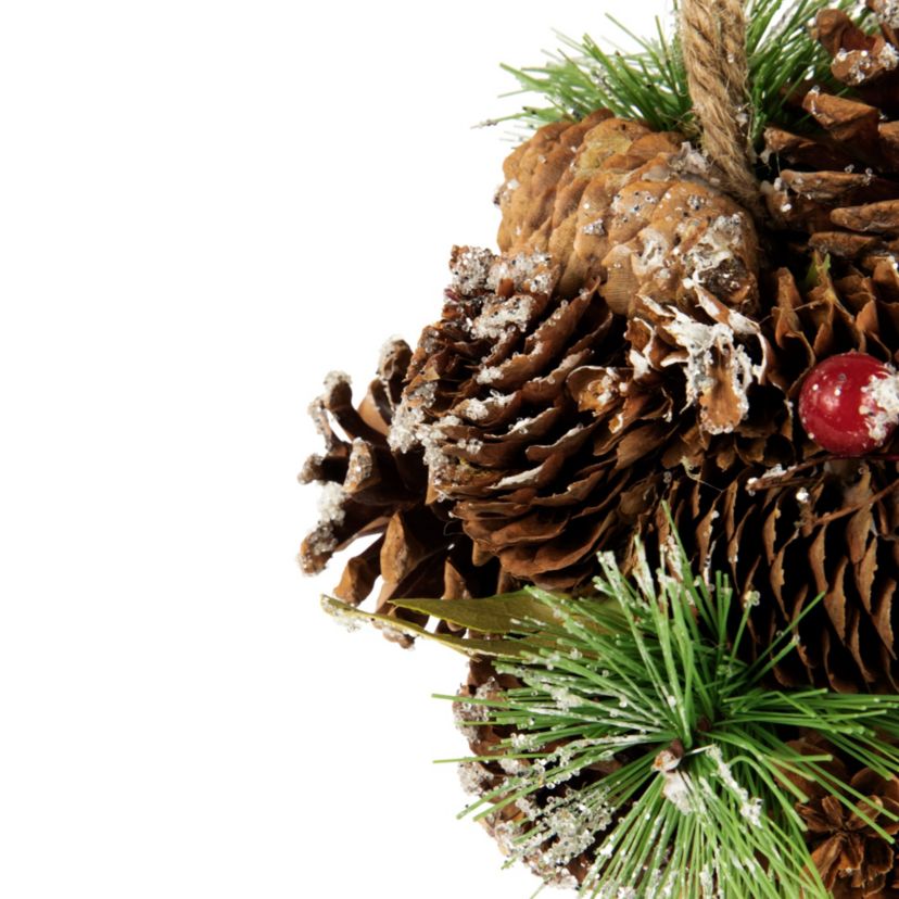 5.5inch Red Ornament Pinecone and Mixed Foliage Hanging Christmas Ball Ornament