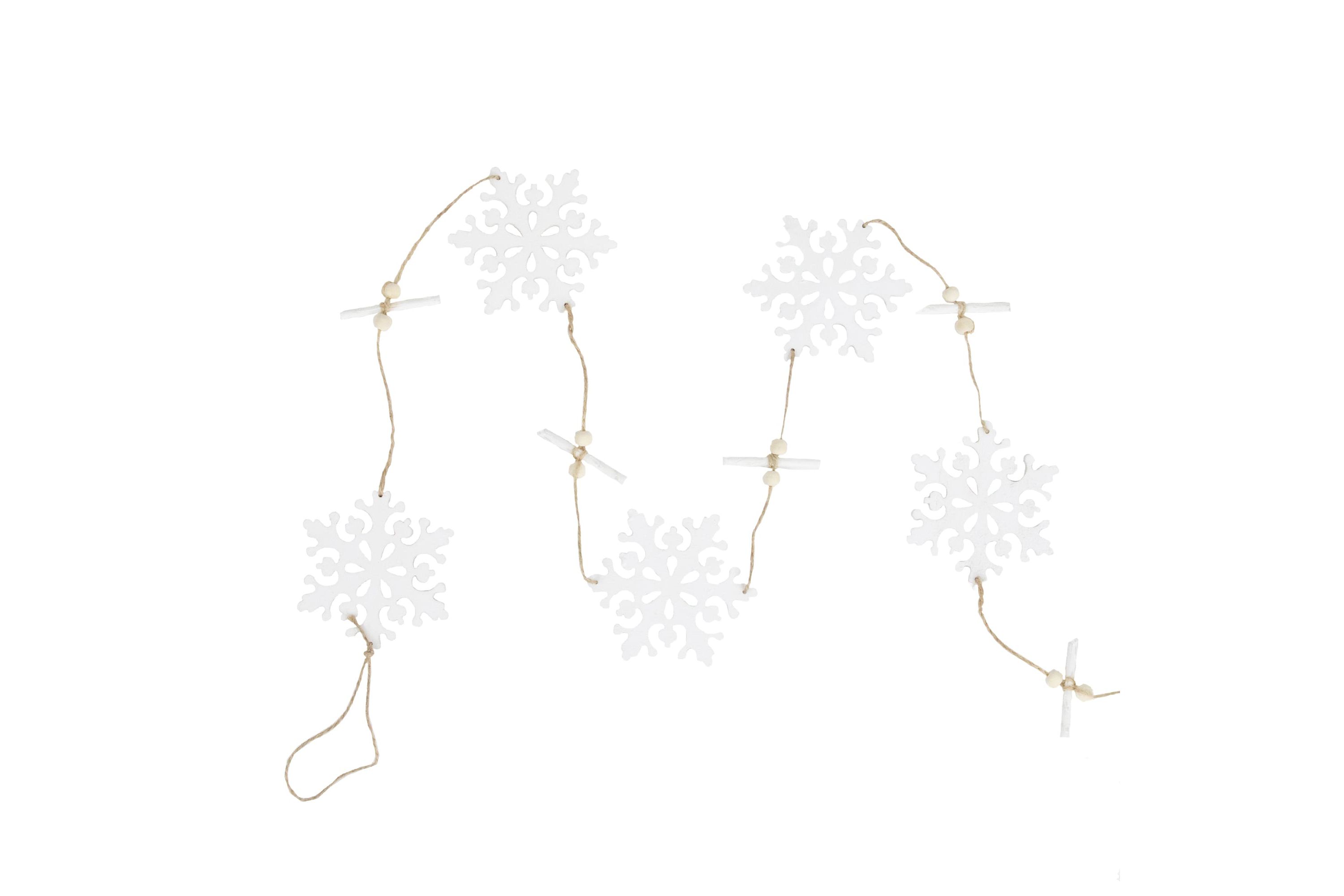 4ft White Snowflakes on Jute Rope Hanging Christmas Garland