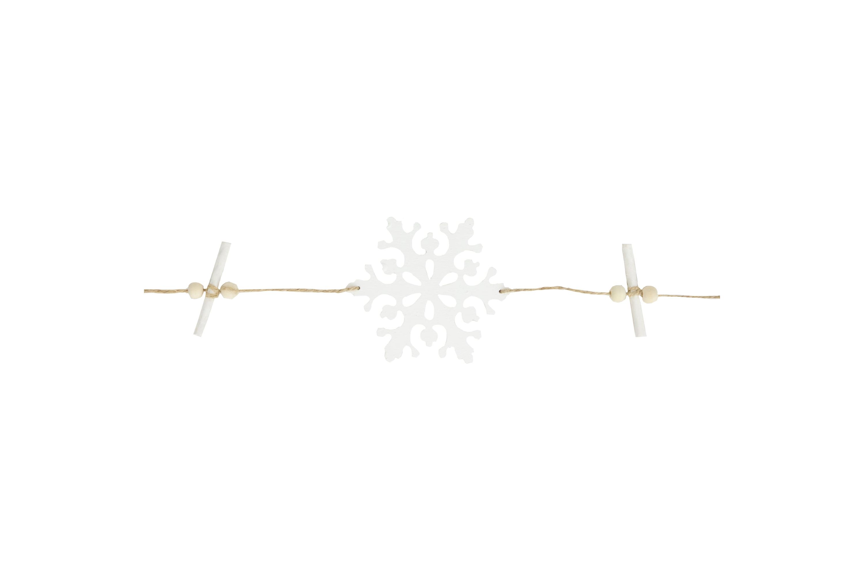 4ft White Snowflakes on Jute Rope Hanging Christmas Garland
