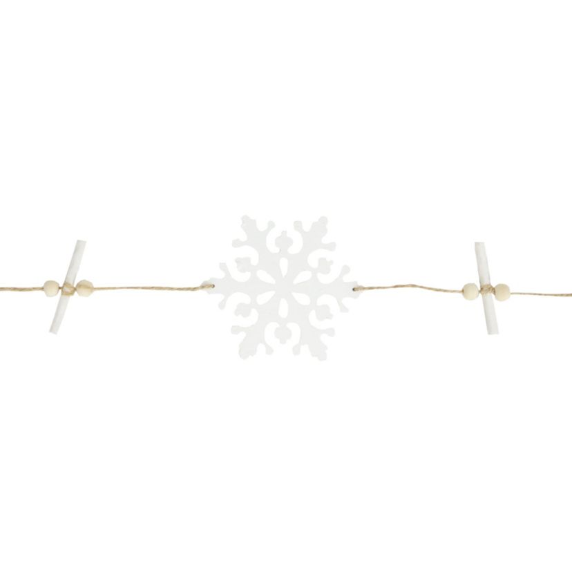 4ft White Snowflakes on Jute Rope Hanging Christmas Garland