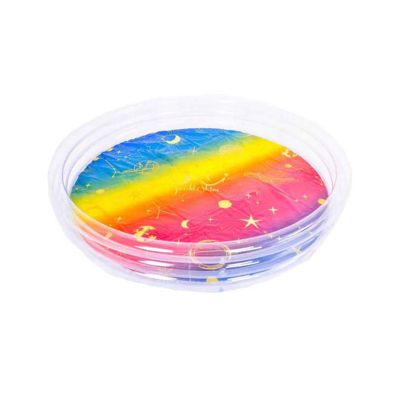 61.5" Inflatable Round 3 Ring Rainbow Celestial Kiddie Swimming Pool