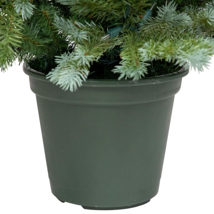 4 Potted Blue Spruce Artificial Christmas Tree  Clear Lights