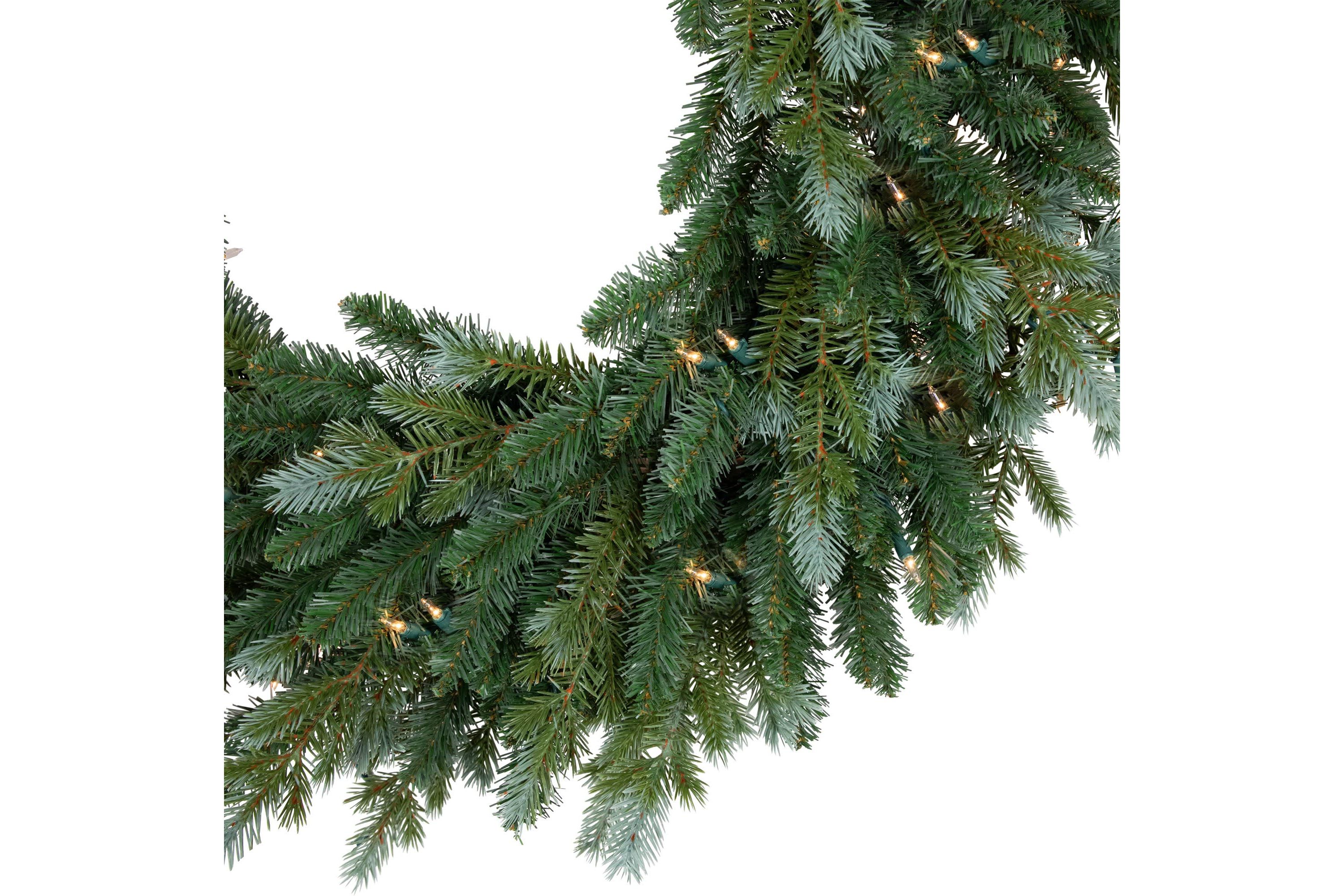 Pre-Lit Blue Spruce Artificial Christmas Wreath  24-Inch  Clear Lights