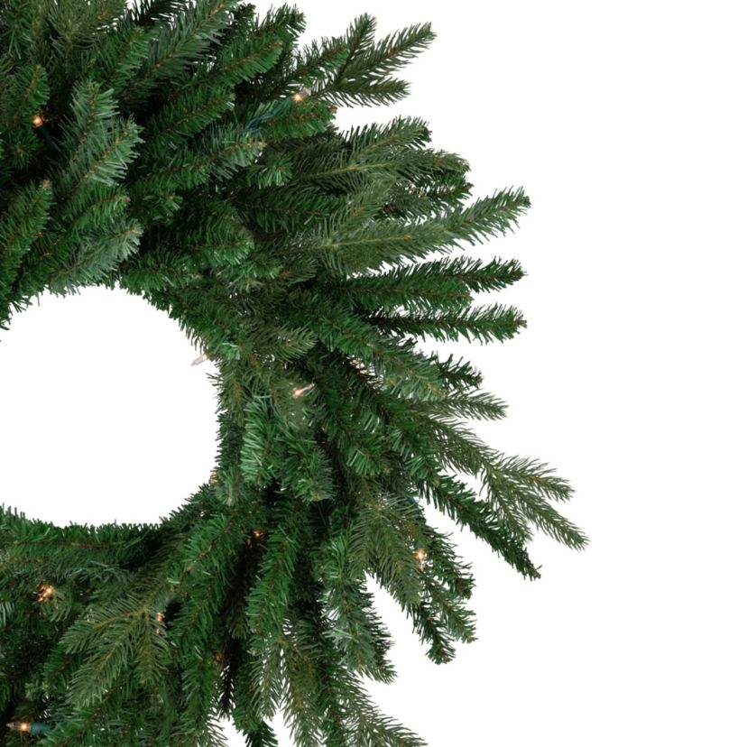 Pre-Lit Grande Spruce Artificial Christmas Wreath  24-Inch  Clear Lights