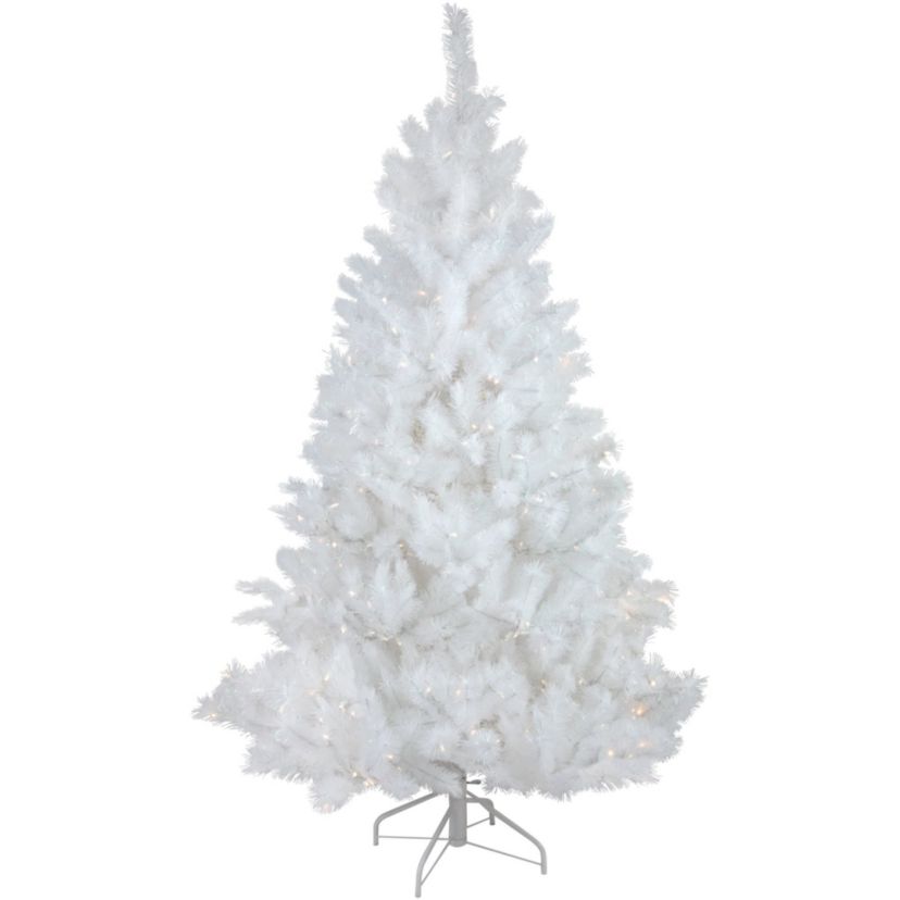 6.5ft Pre-Lit White Alaskan Pine Artificial Christmas Tree Warm White LED Lights