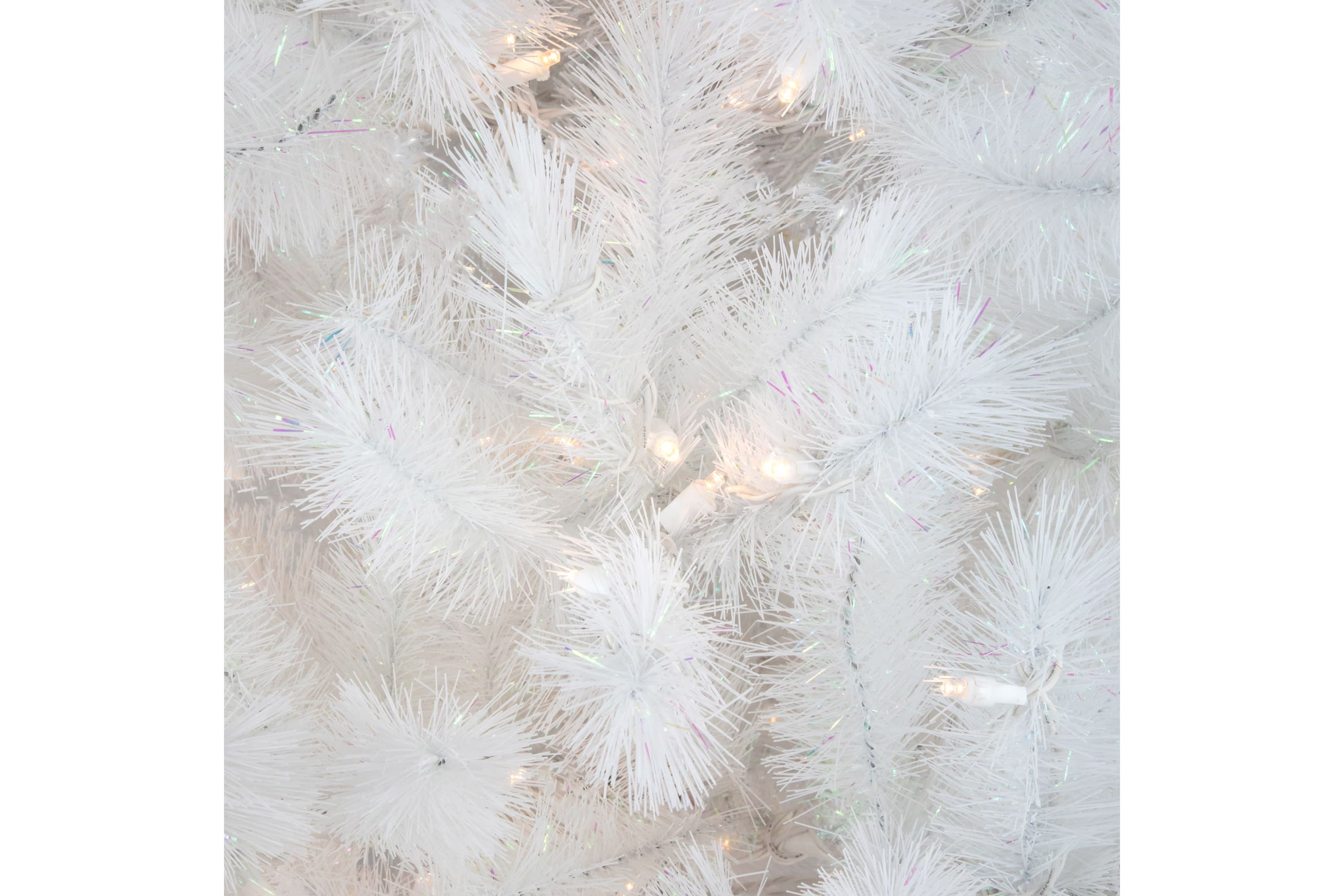 6.5ft Pre-Lit White Alaskan Pine Artificial Christmas Tree Warm White LED Lights