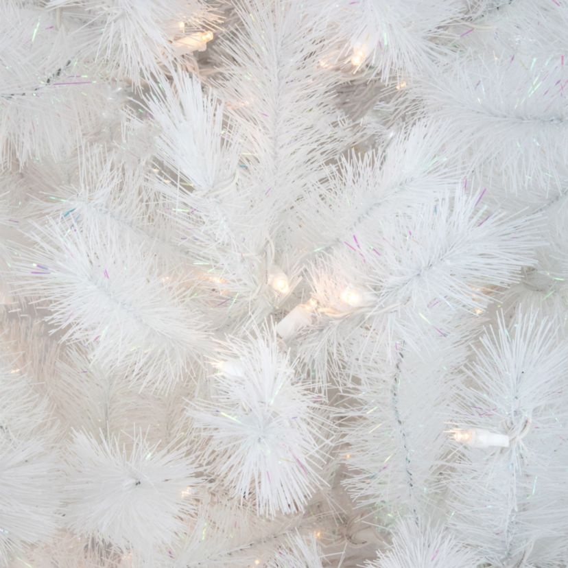 6.5ft Pre-Lit White Alaskan Pine Artificial Christmas Tree Warm White LED Lights