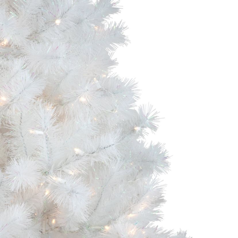 6.5ft Pre-Lit White Alaskan Pine Artificial Christmas Tree Warm White LED Lights
