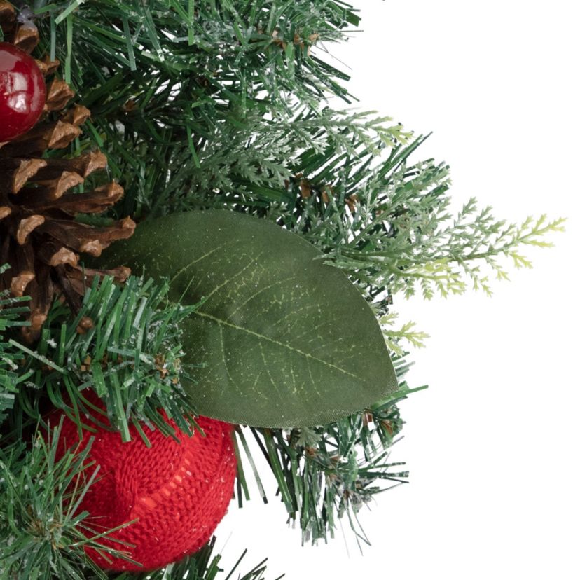 Pine Artificial Christmas Wreath with Bows and Plaid Ornaments - 24" - Unlit
