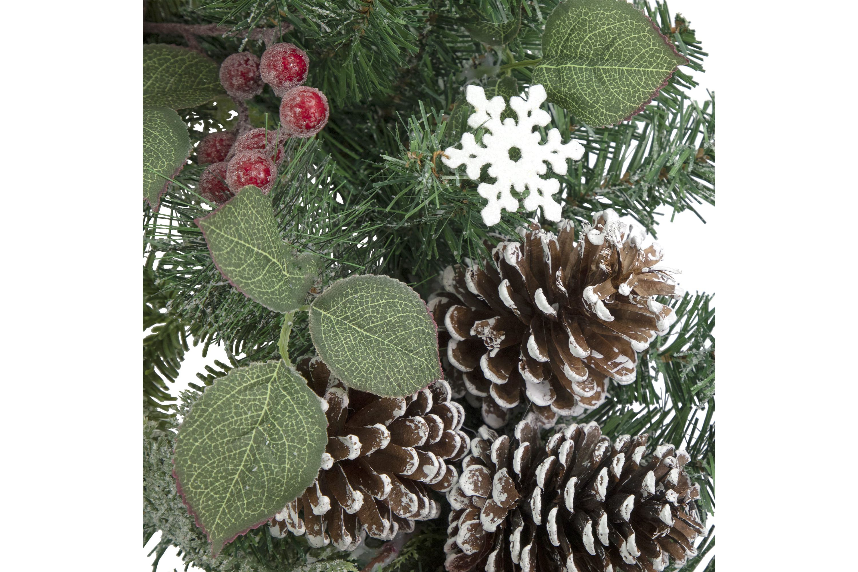 Red Bells and Mixed Foliage Artificial Christmas Wreath  30-Inch  Unlit