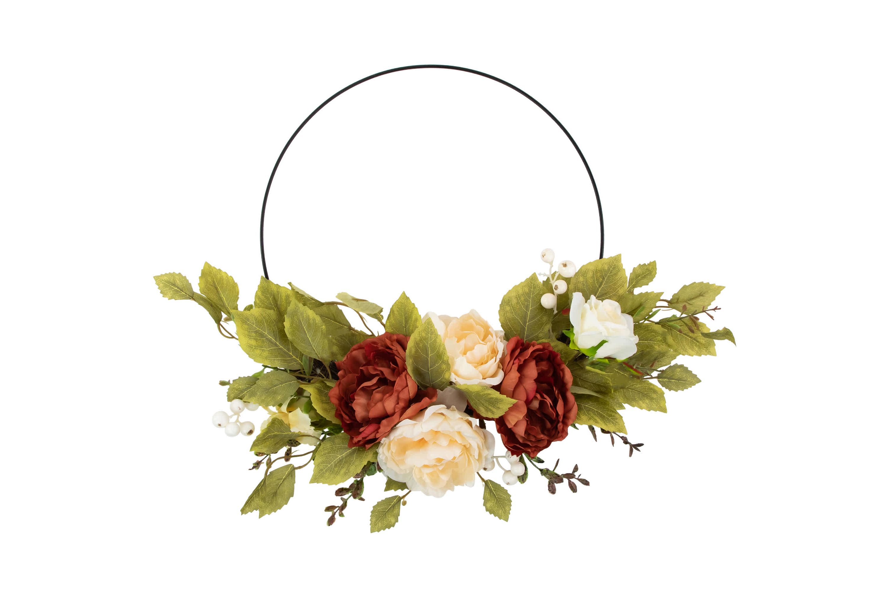 21" Autumn Harvest Artificial Floral Fall Foliage Twig Wreath