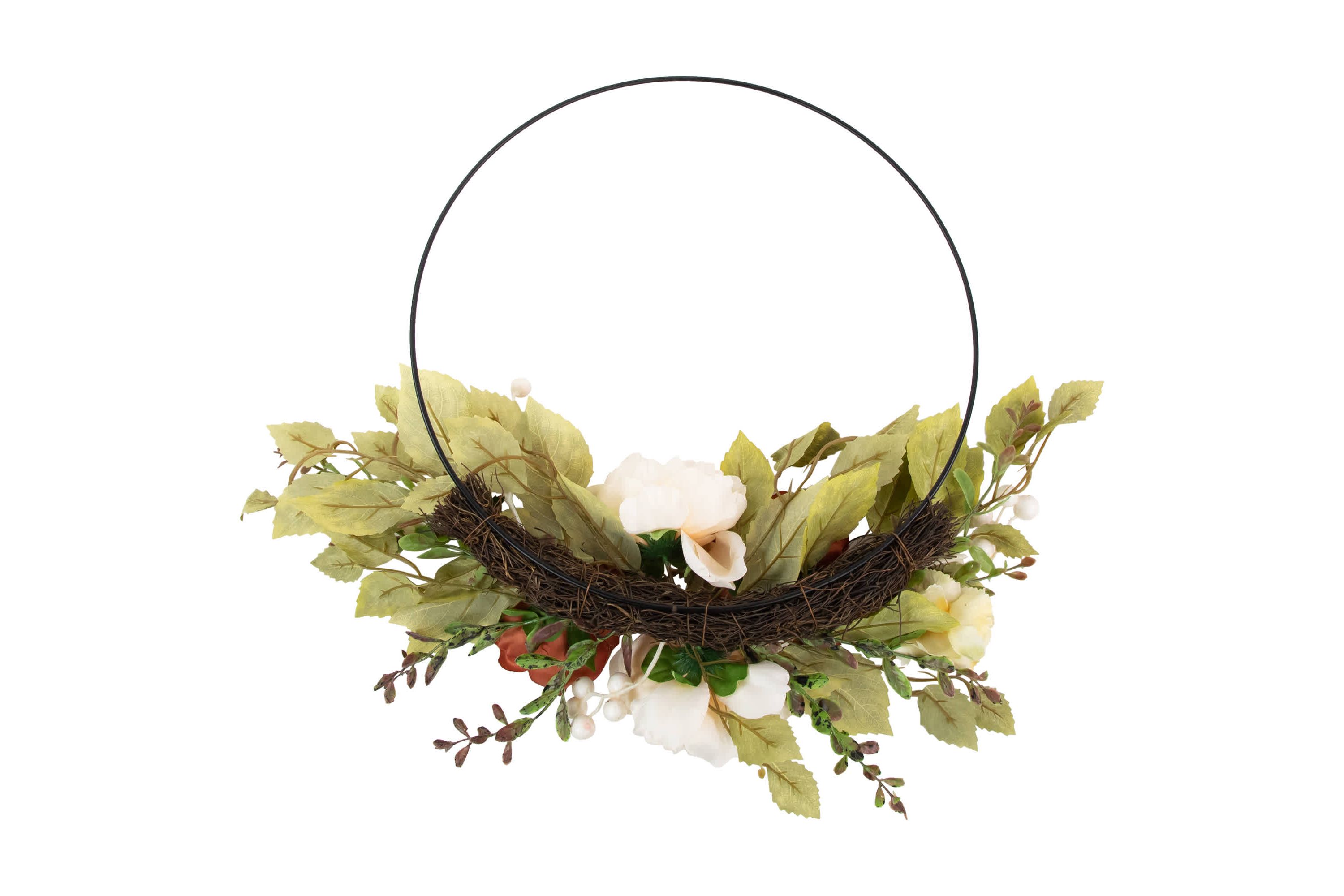 21" Autumn Harvest Artificial Floral Fall Foliage Twig Wreath