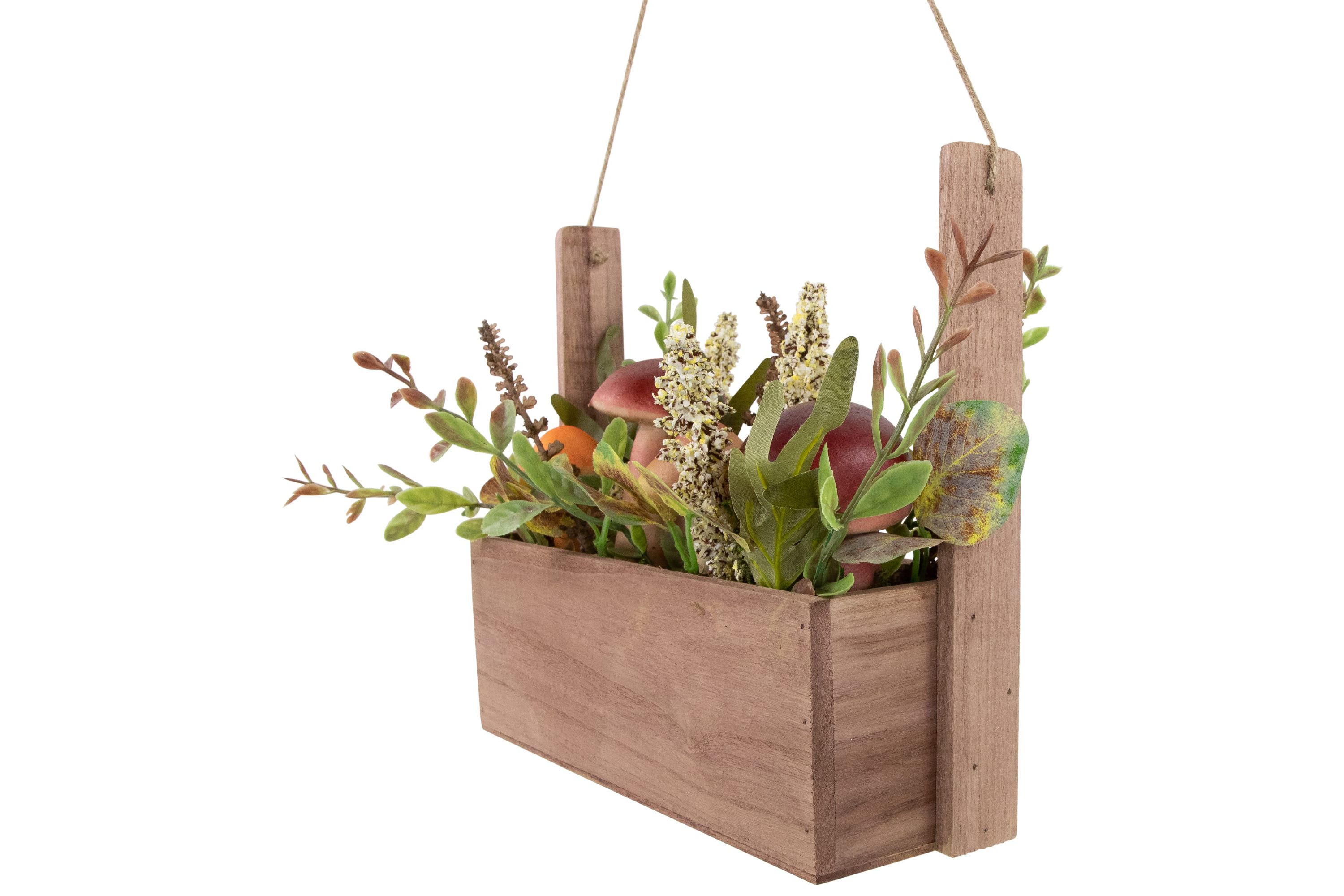 19inch Mushroom and Foliage Wooden Fall Harvest Hanging Basket