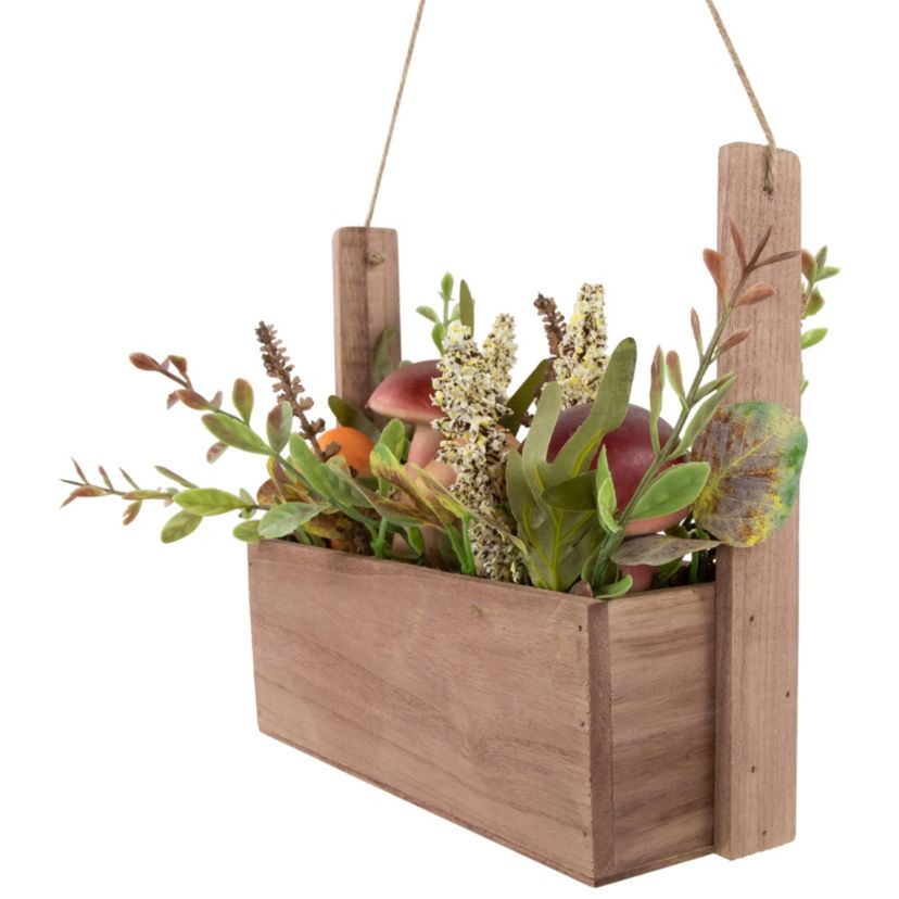 19inch Mushroom and Foliage Wooden Fall Harvest Hanging Basket