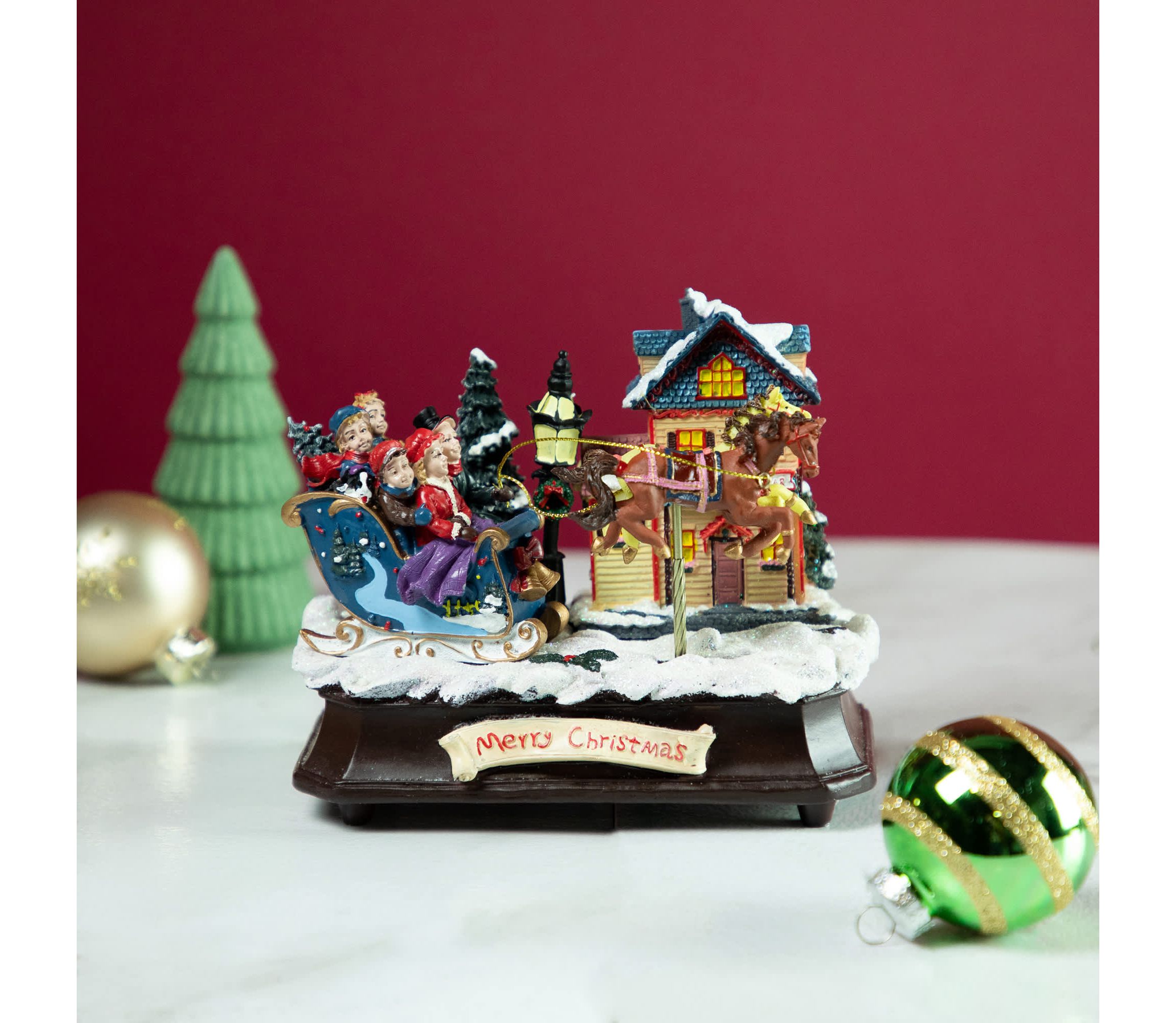 Animated and Musical Christmas Sleigh Decoration - 6.25"