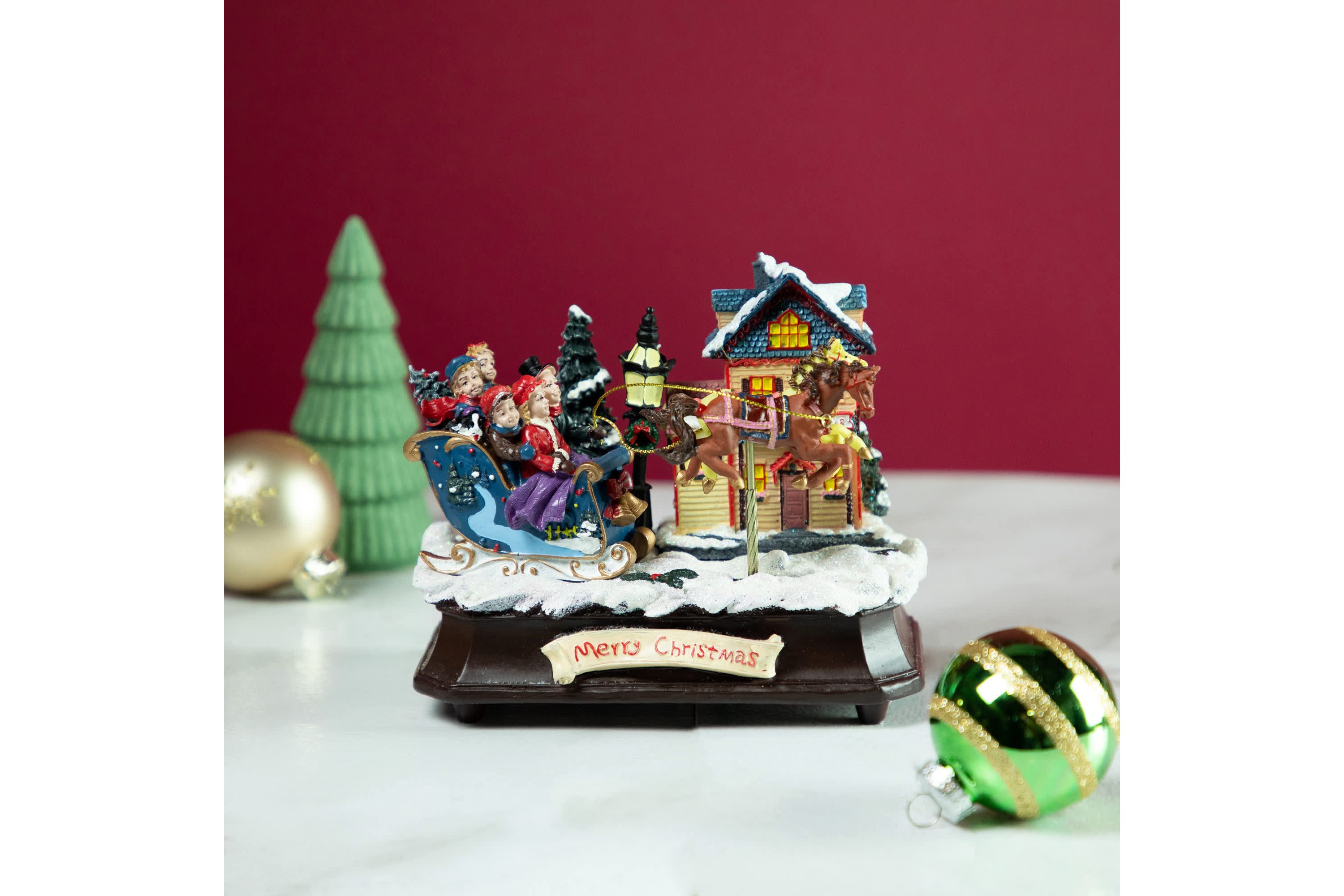 Animated and Musical Christmas Sleigh Decoration - 6.25"