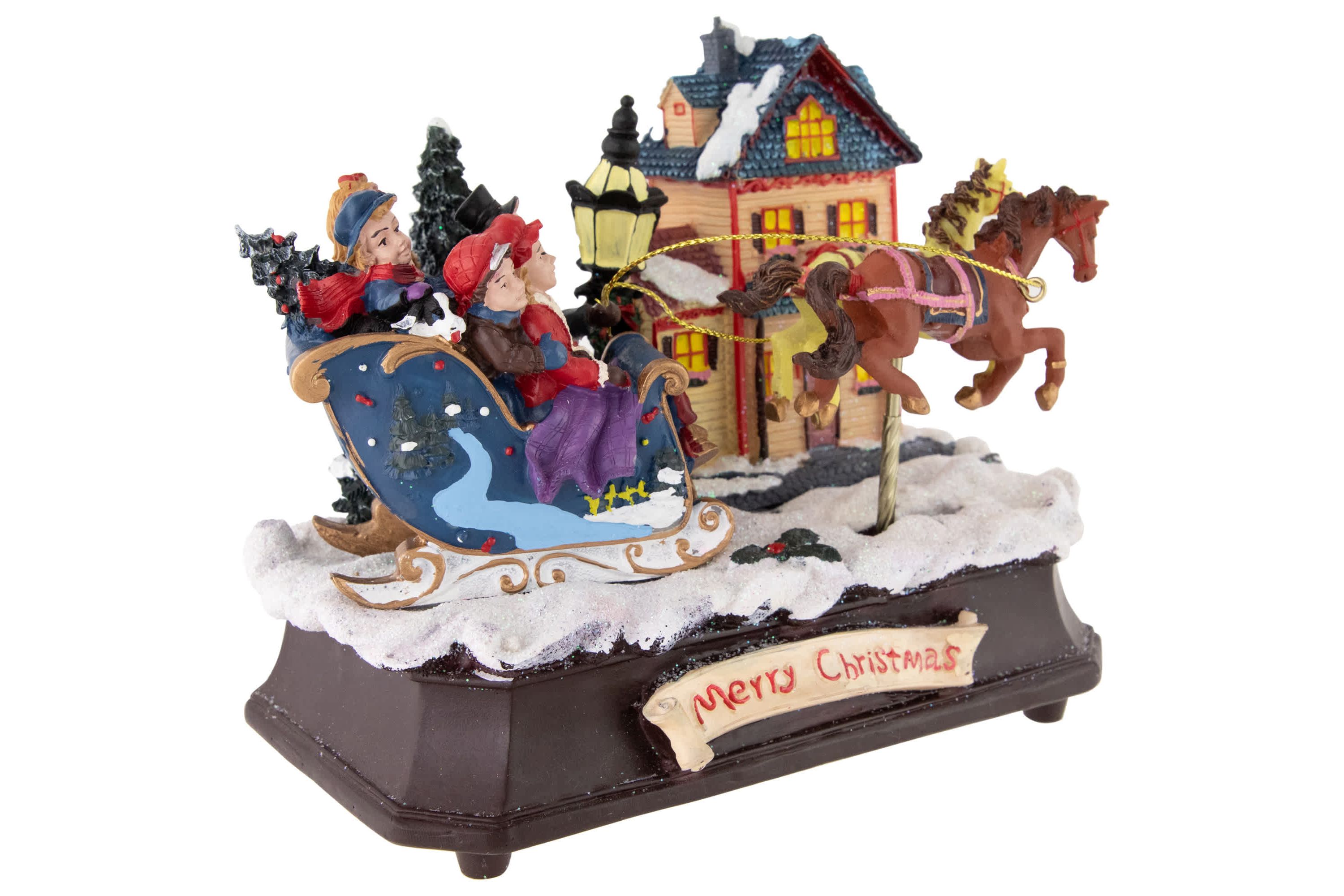 Animated and Musical Christmas Sleigh Decoration - 6.25"