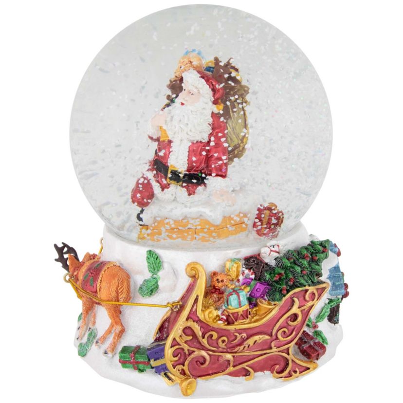 6.5" Santa Delivering Gifts Musical Christmas Snow Globe