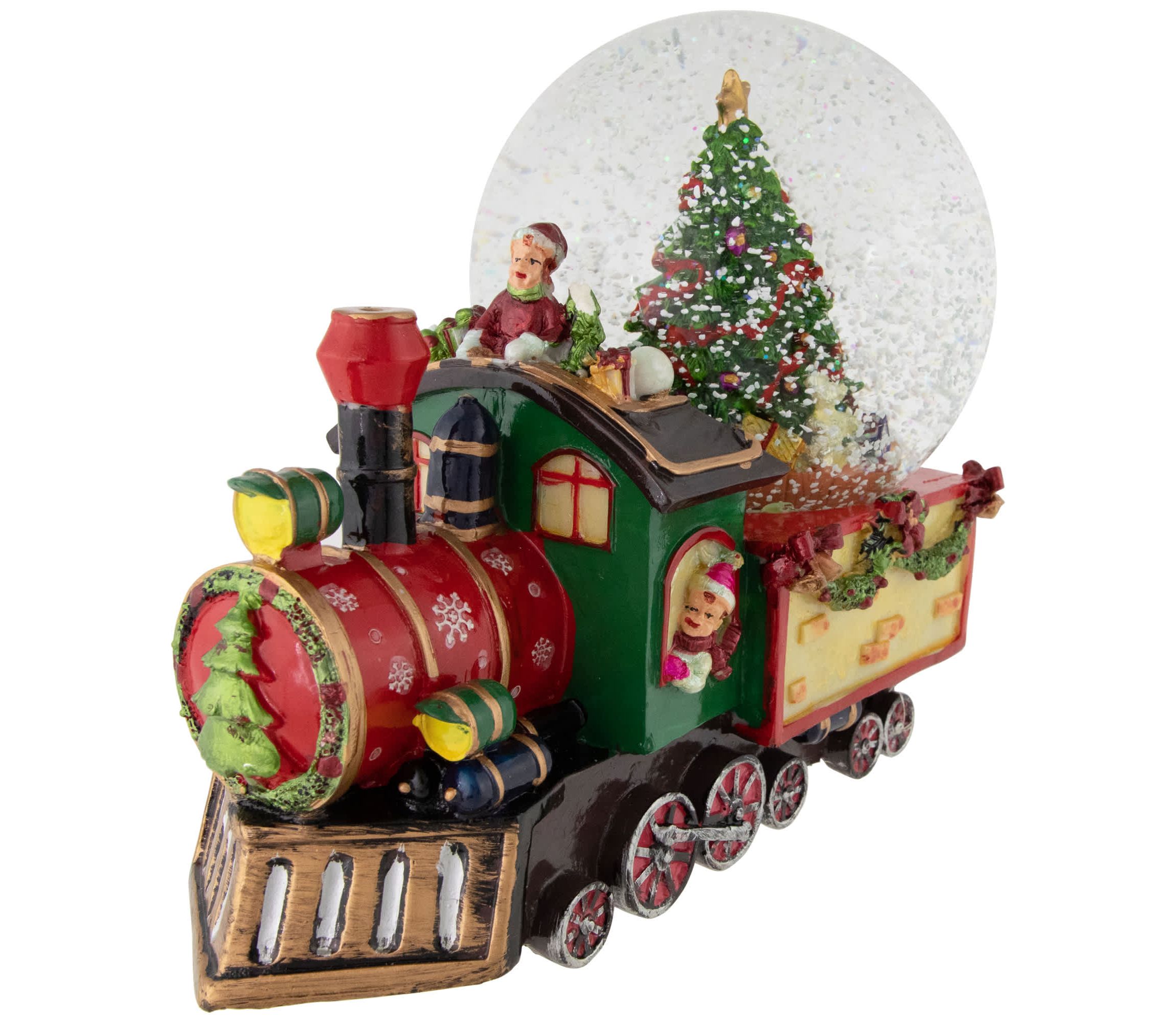 Elf Train Musical Christmas Snow Globe - 8"