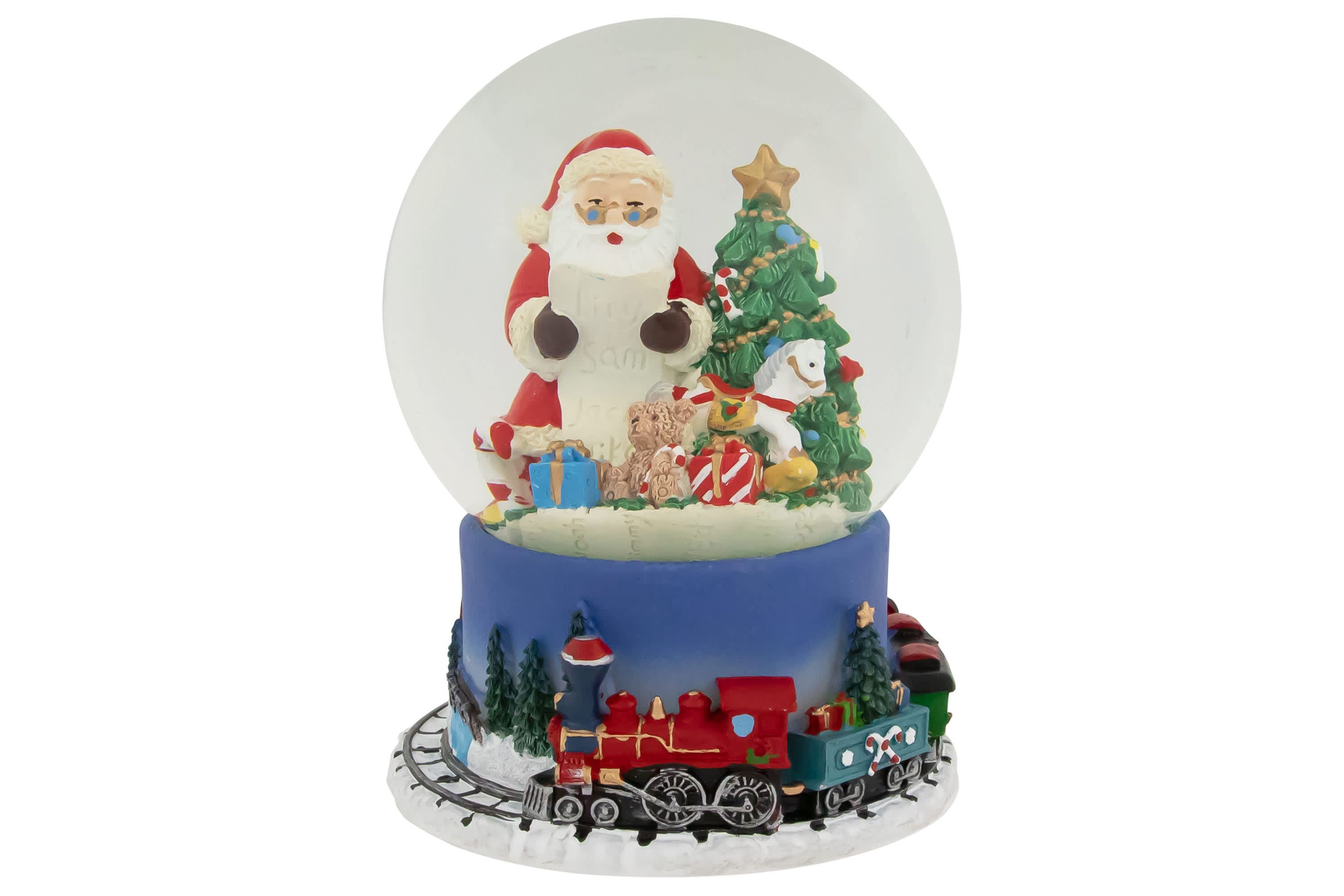 Christmas Train Around Santa Delivering Gifts Musical Water Globe - 6.5"
