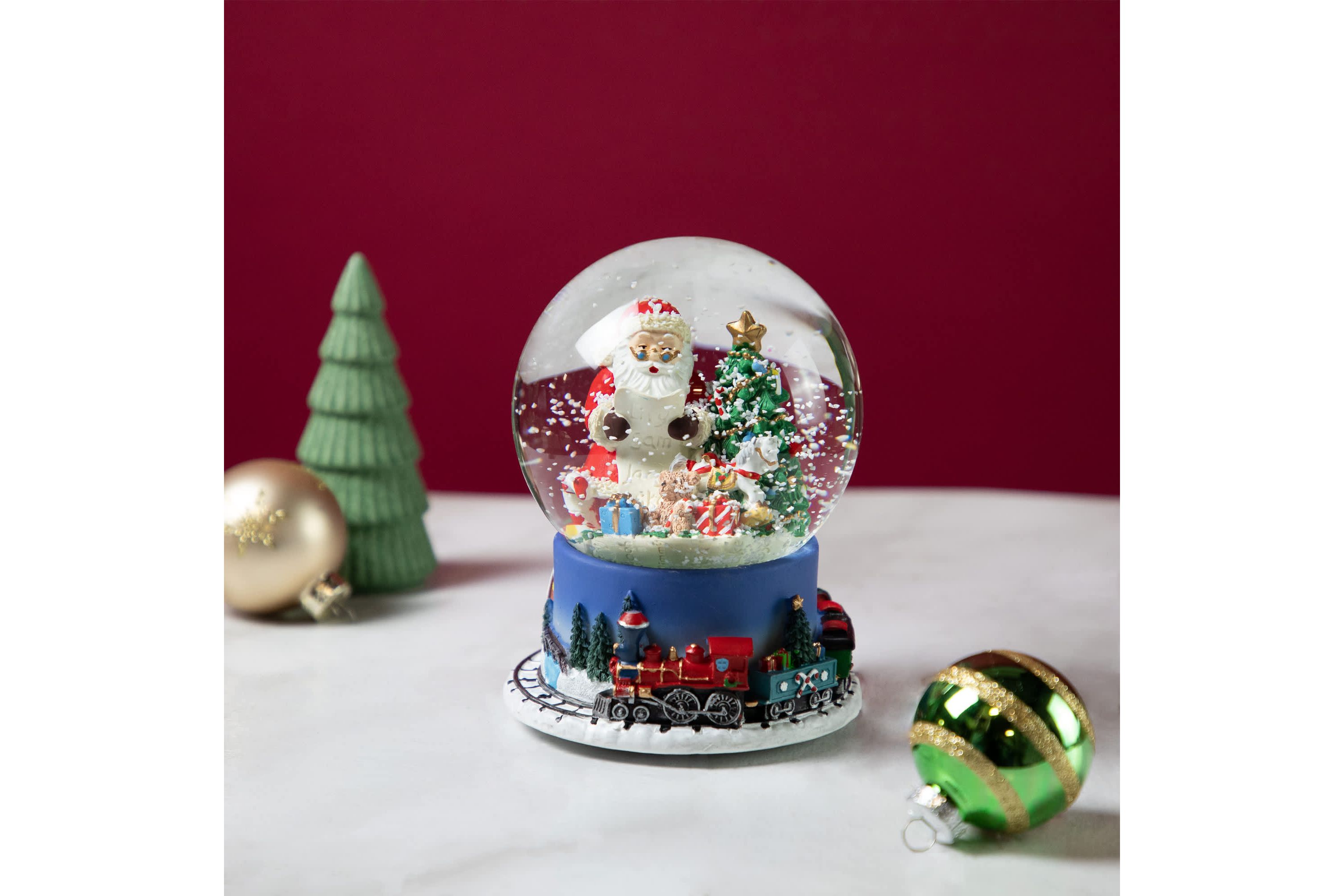 Christmas Train Around Santa Delivering Gifts Musical Water Globe - 6.5"