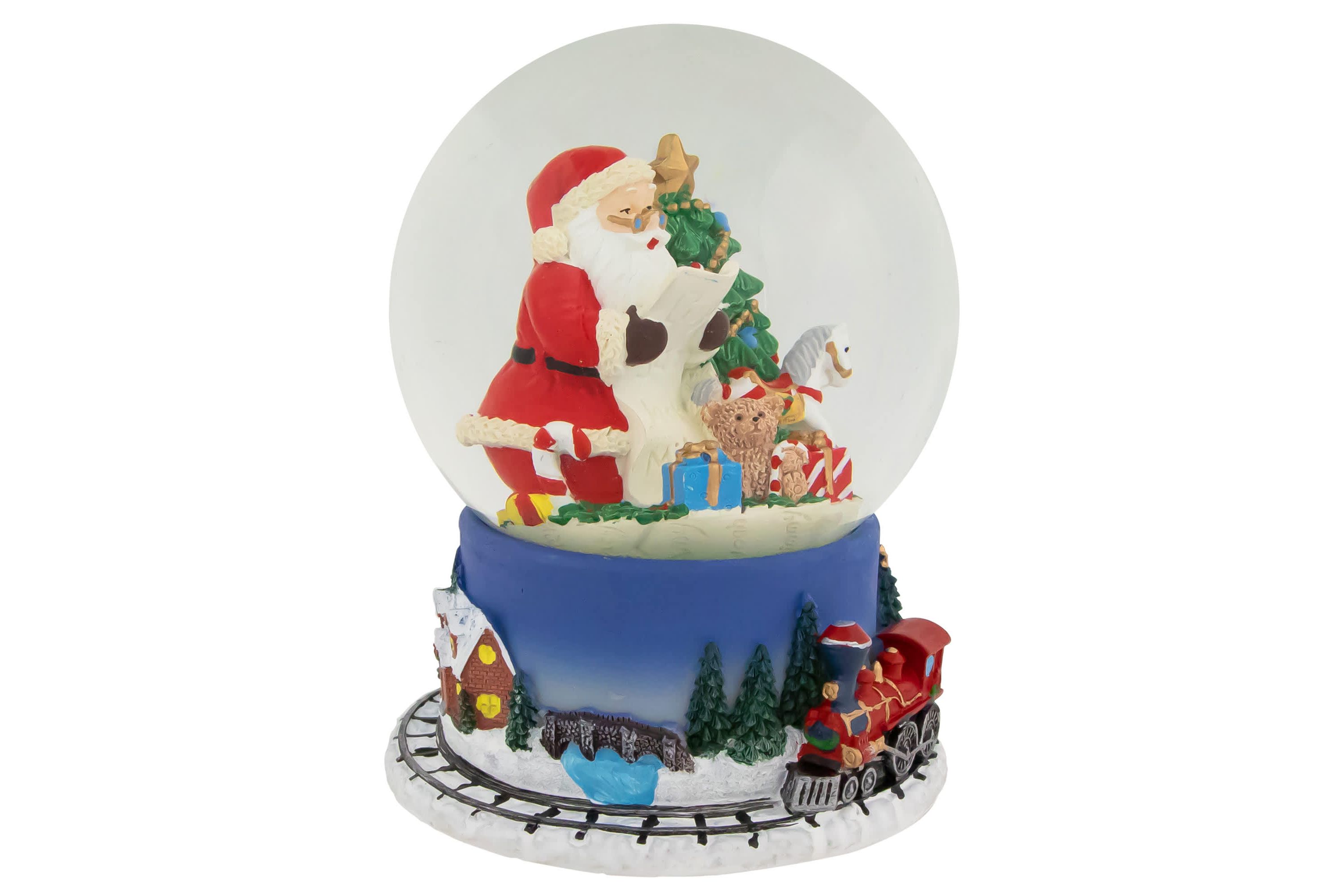 Christmas Train Around Santa Delivering Gifts Musical Water Globe - 6.5"