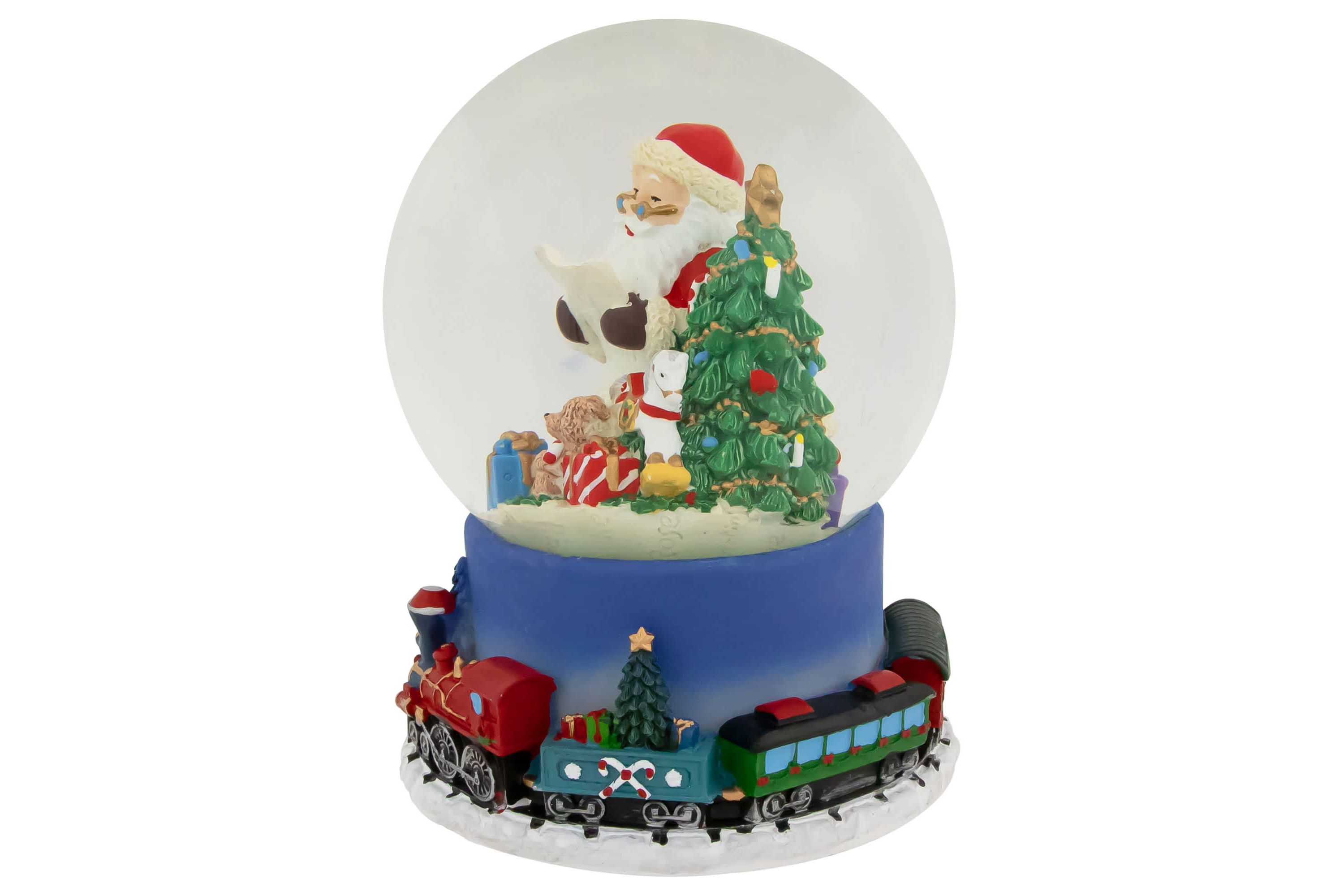 Christmas Train Around Santa Delivering Gifts Musical Water Globe - 6.5"
