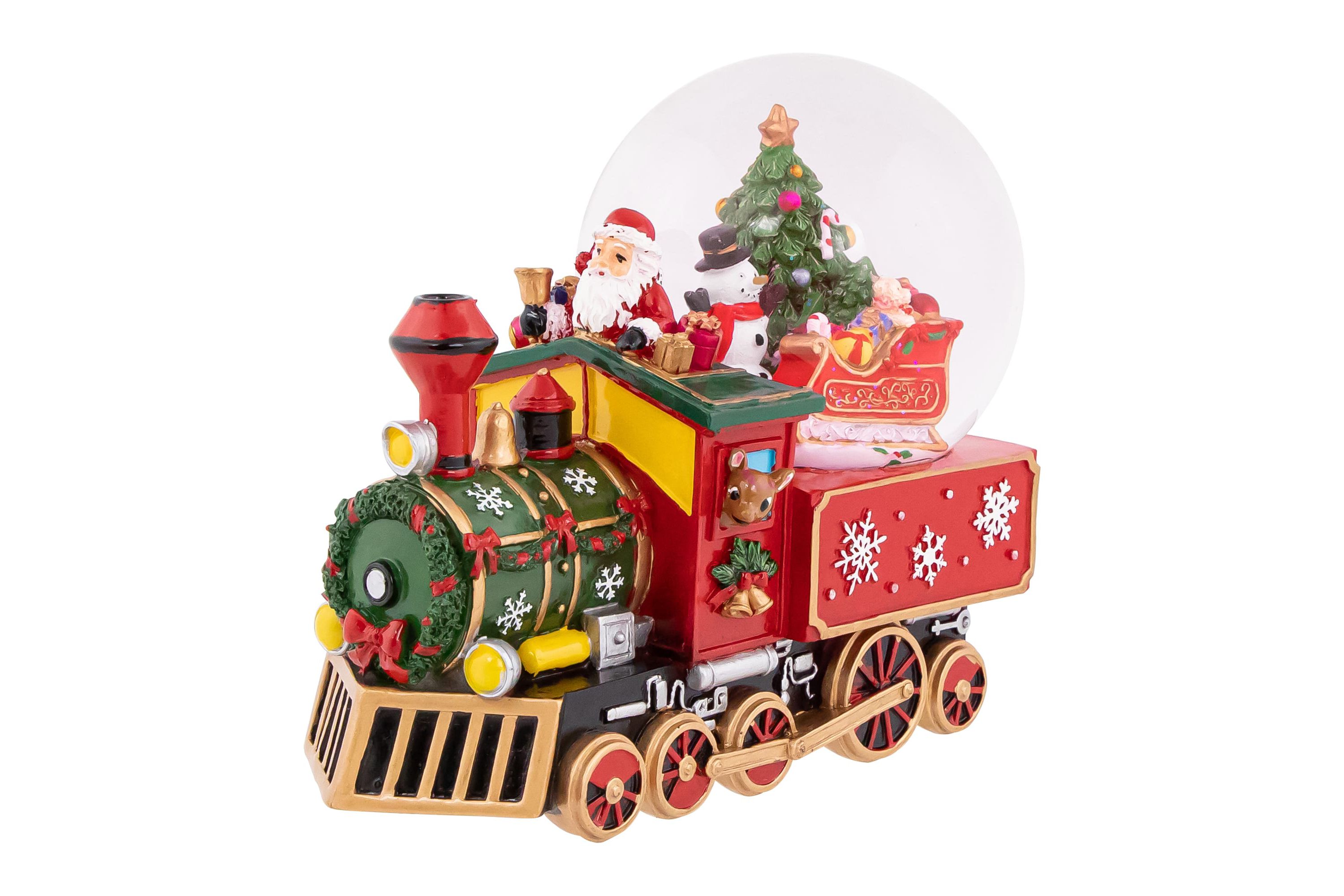 8.25" Santa Driving the Christmas Train Musical Snow Globe