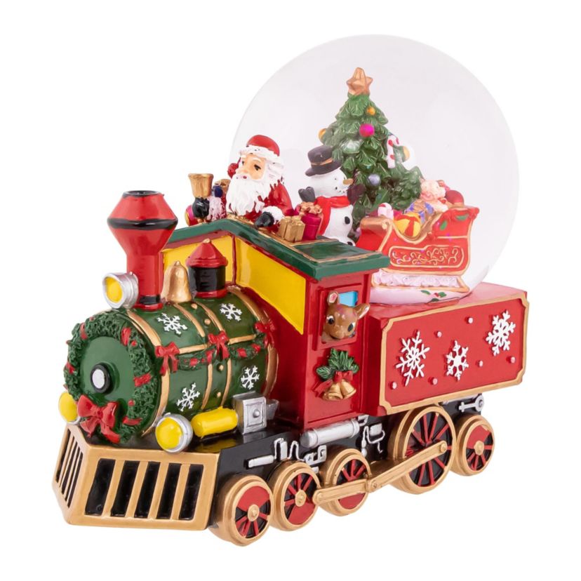 8.25" Santa Driving the Christmas Train Musical Snow Globe