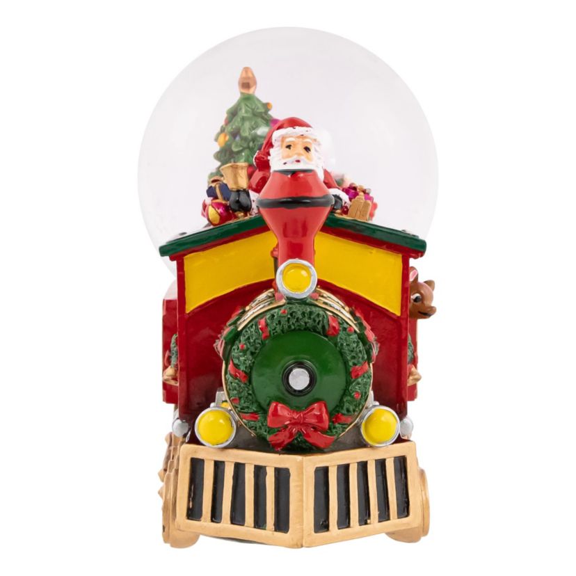 8.25" Santa Driving the Christmas Train Musical Snow Globe