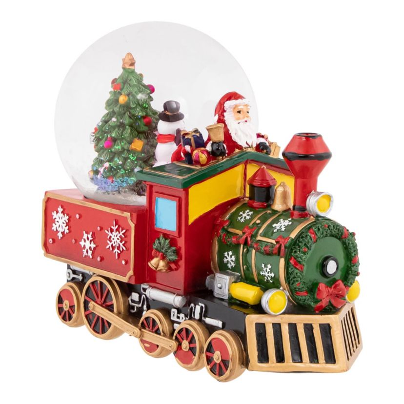 8.25" Santa Driving the Christmas Train Musical Snow Globe