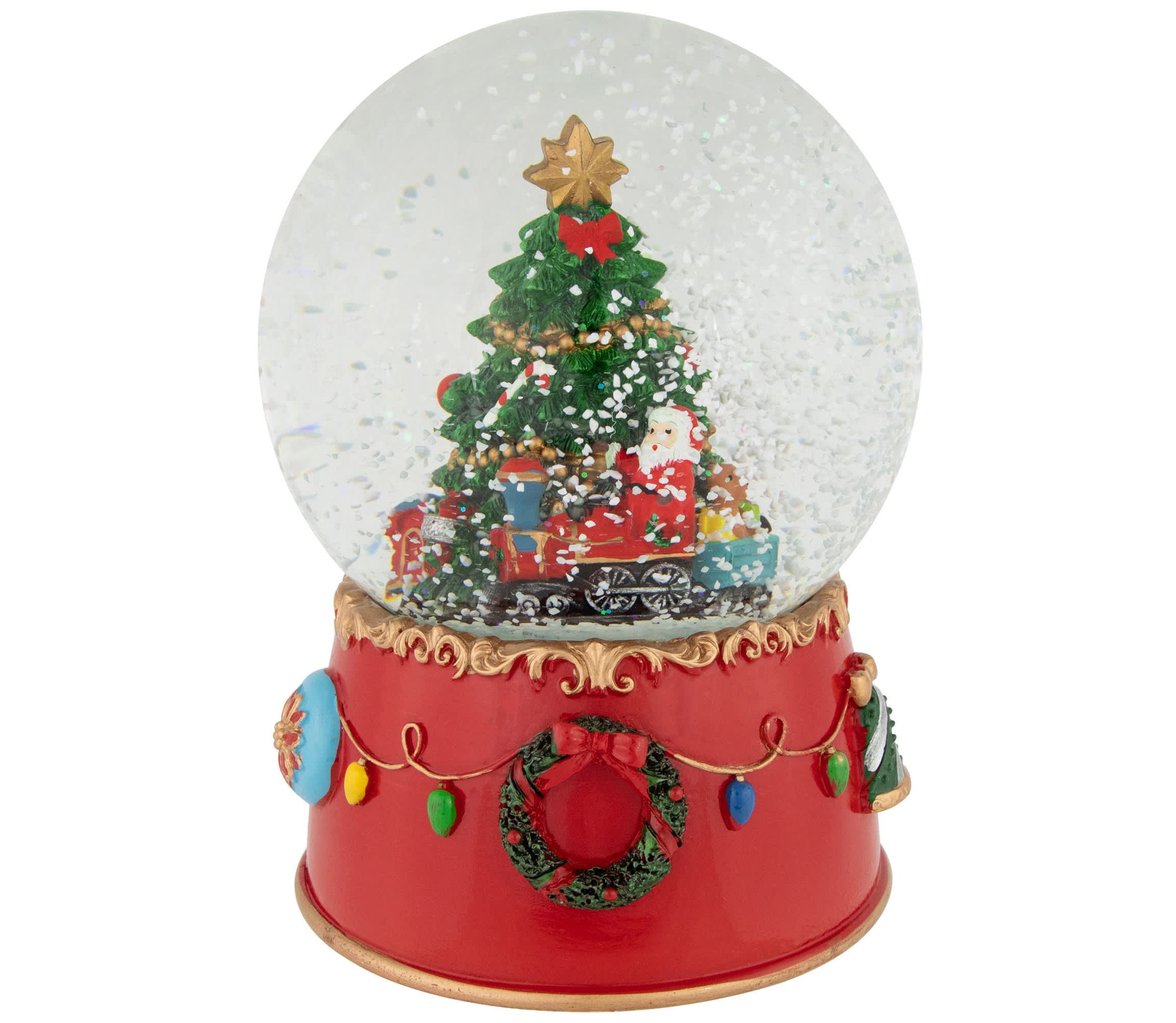 Train and Christmas Tree Village Musical Snow Globe - 8"
