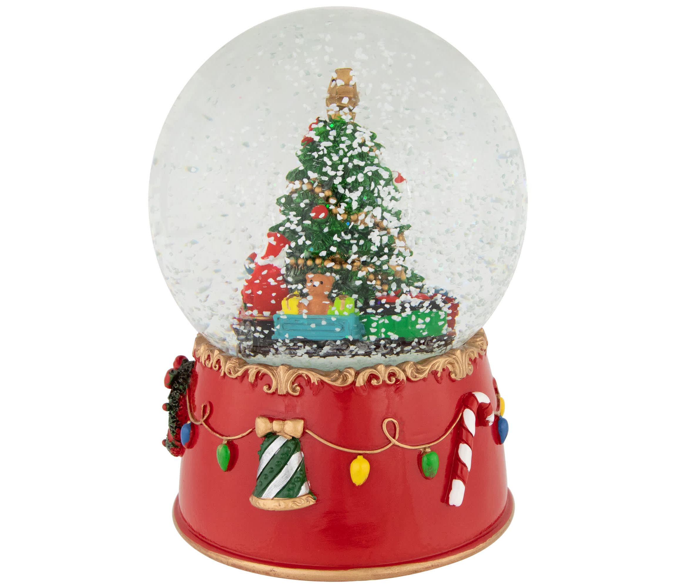 Train and Christmas Tree Village Musical Snow Globe - 8"