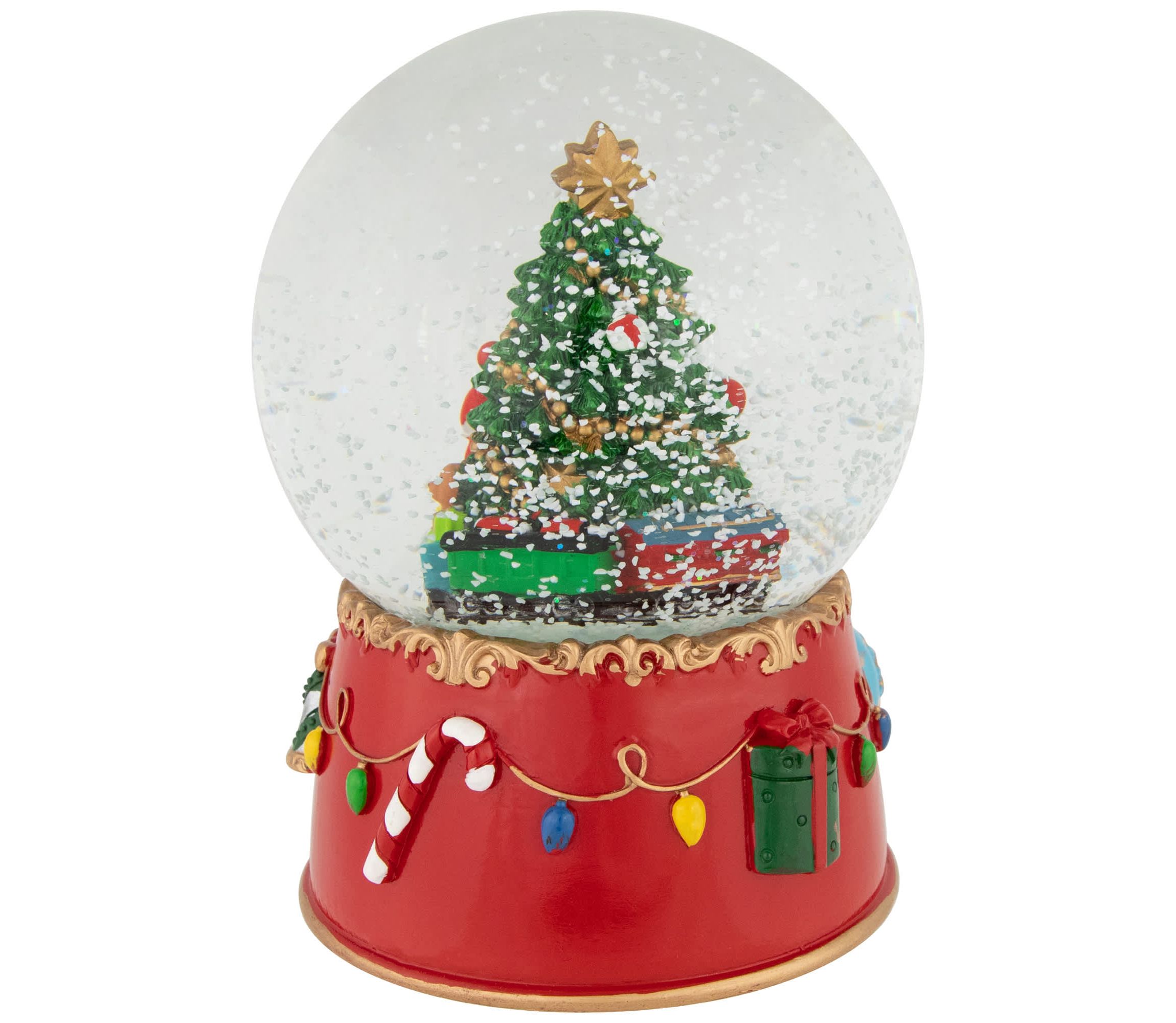 Train and Christmas Tree Village Musical Snow Globe - 8"