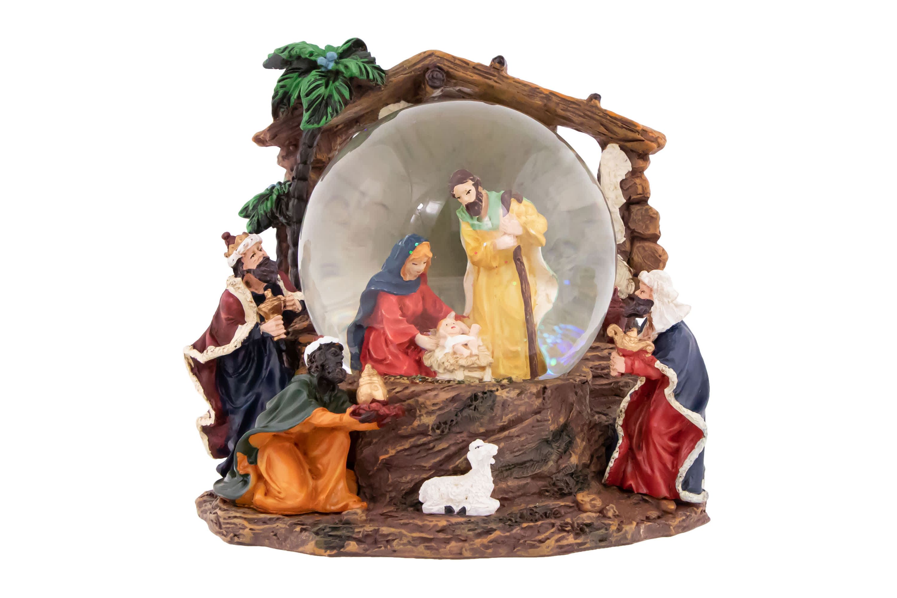 Holy Family Christmas Nativity Musical Water Globe - 6.75"