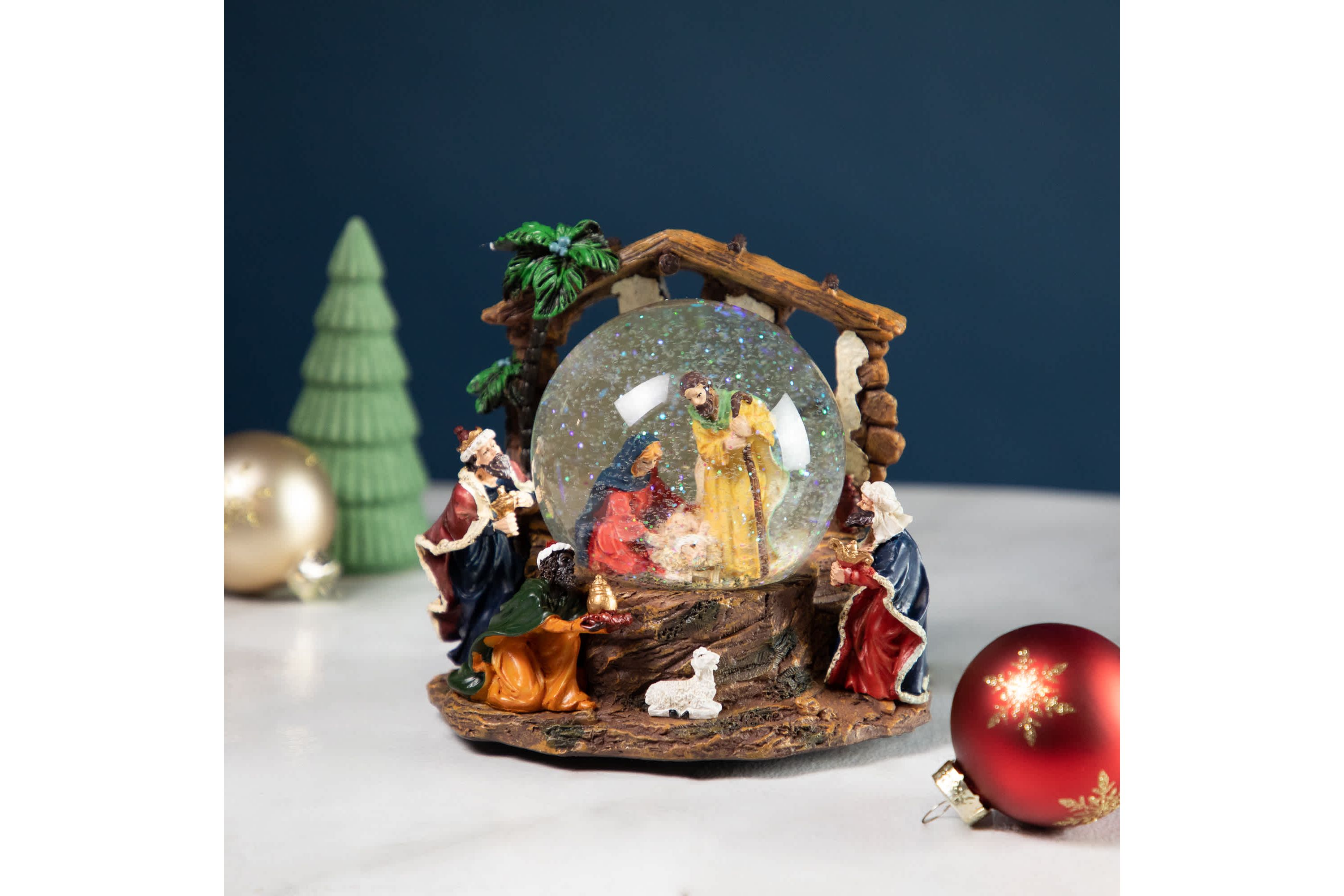Holy Family Christmas Nativity Musical Water Globe - 6.75"