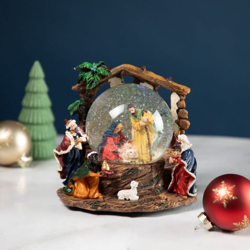 Holy Family Christmas Nativity Musical Water Globe - 6.75"