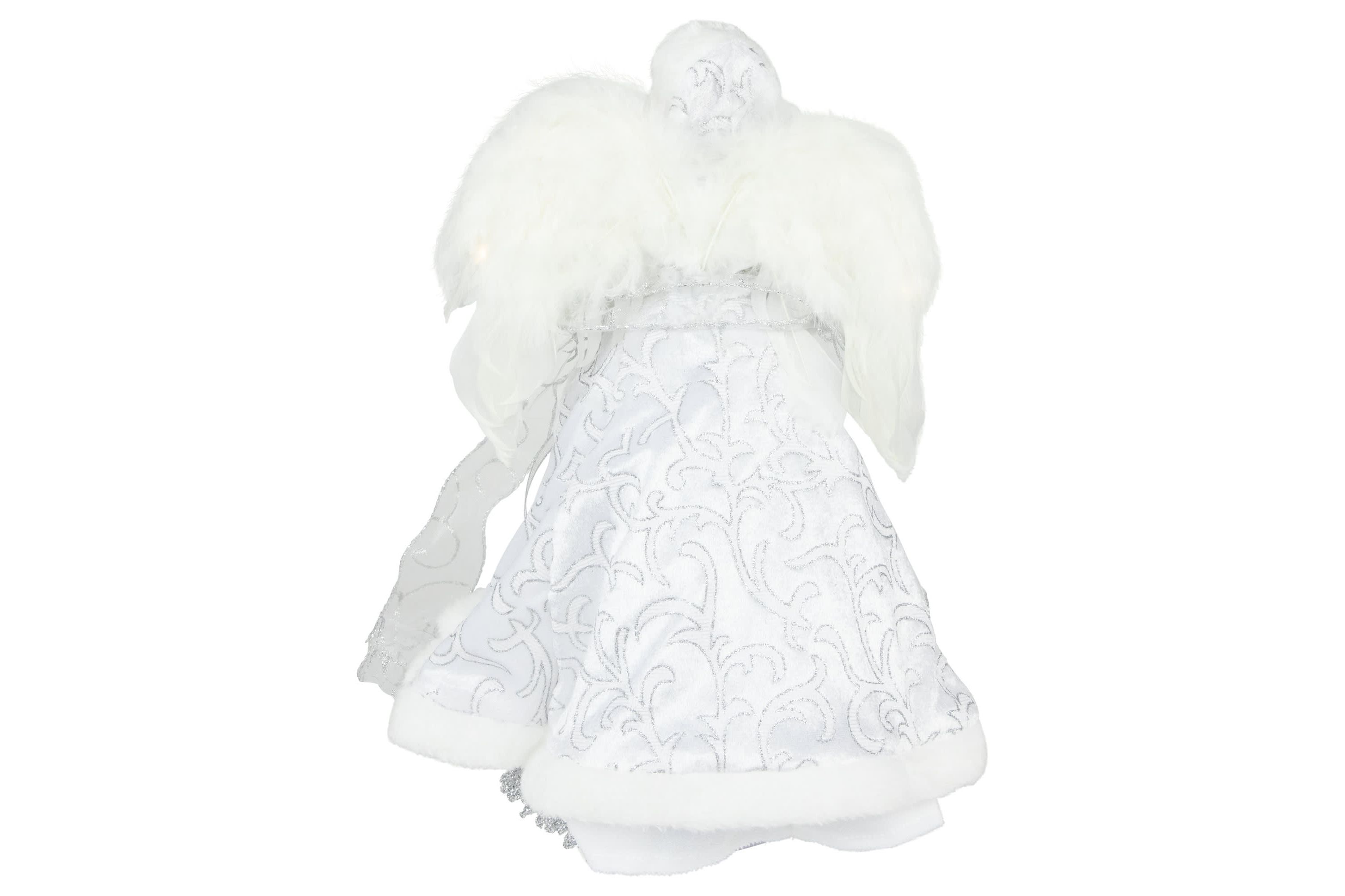 14inch White Angel with Lighted Wings Christmas Tree Topper