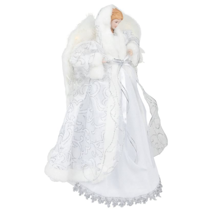 14inch White Angel with Lighted Wings Christmas Tree Topper