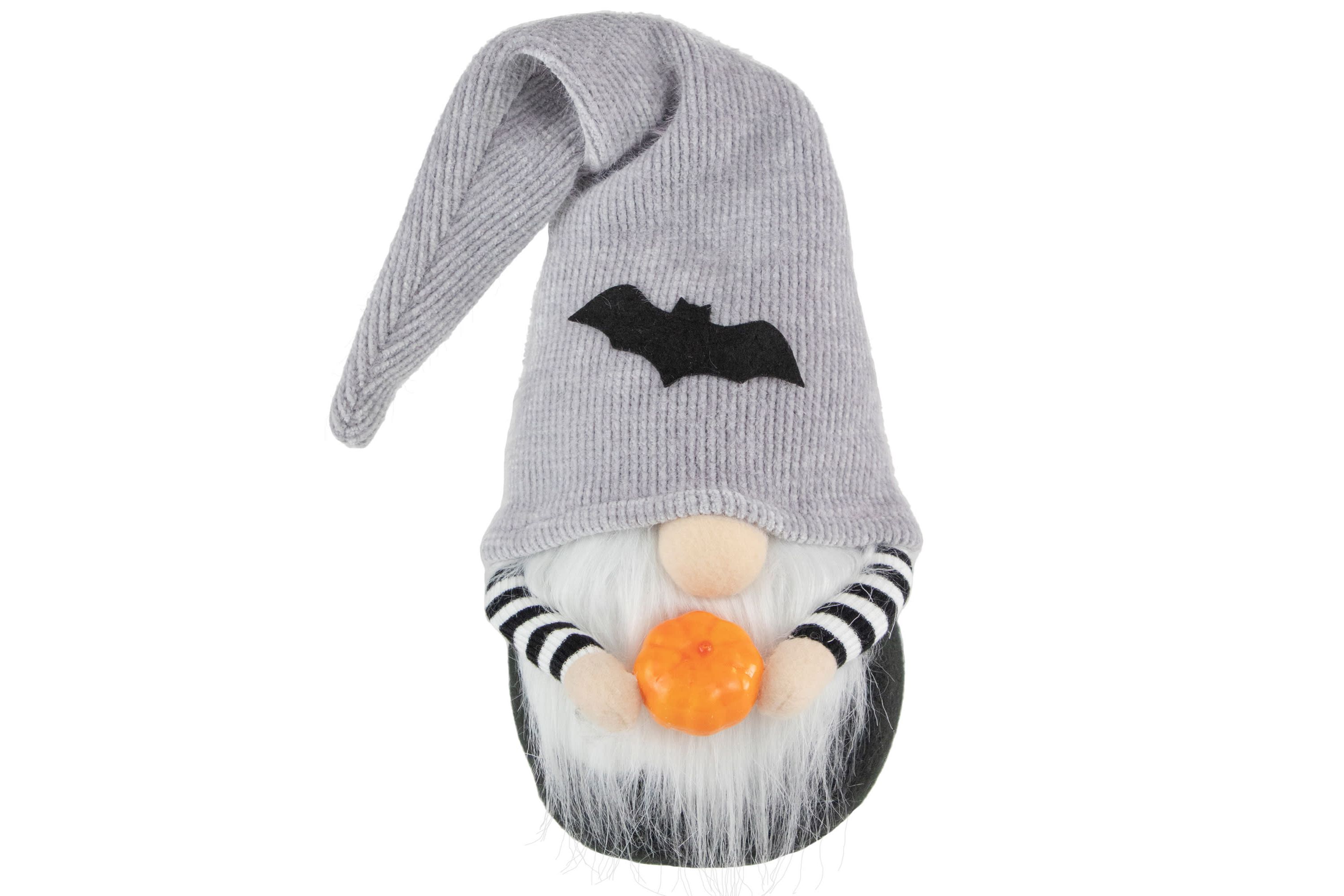 9.5inch Black and Gray Standing Gnome with Pumpkin Halloween Decoration