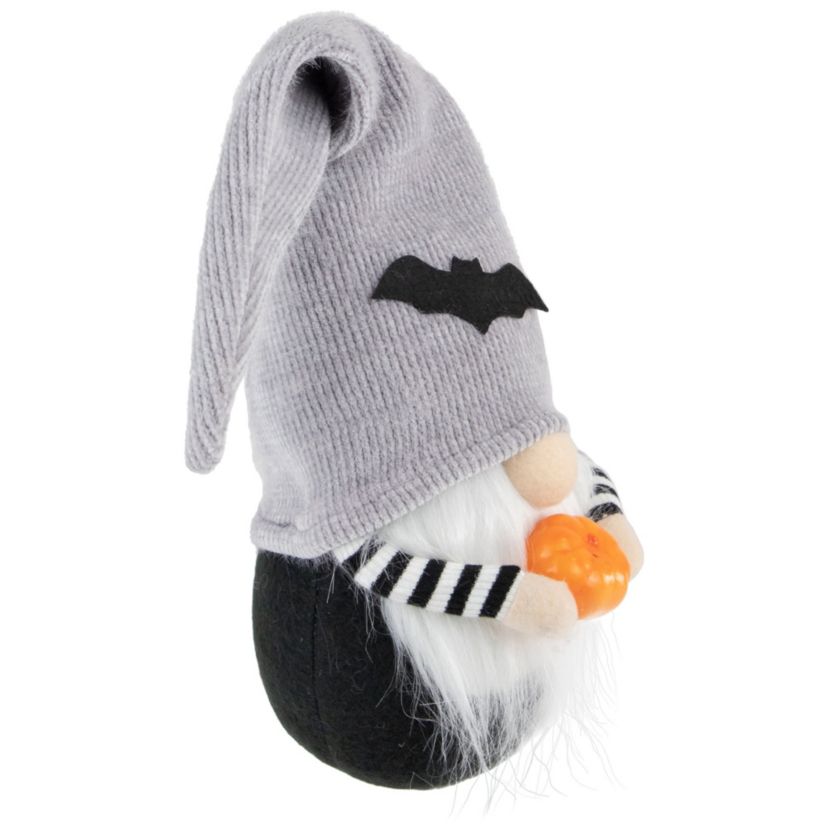 9.5inch Black and Gray Standing Gnome with Pumpkin Halloween Decoration
