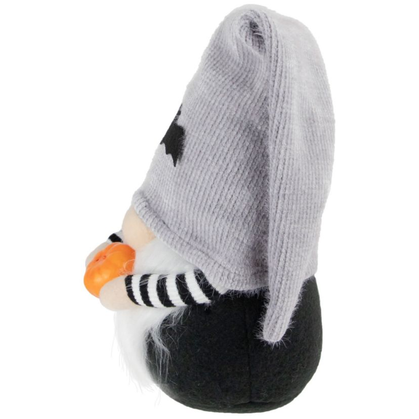 9.5inch Black and Gray Standing Gnome with Pumpkin Halloween Decoration