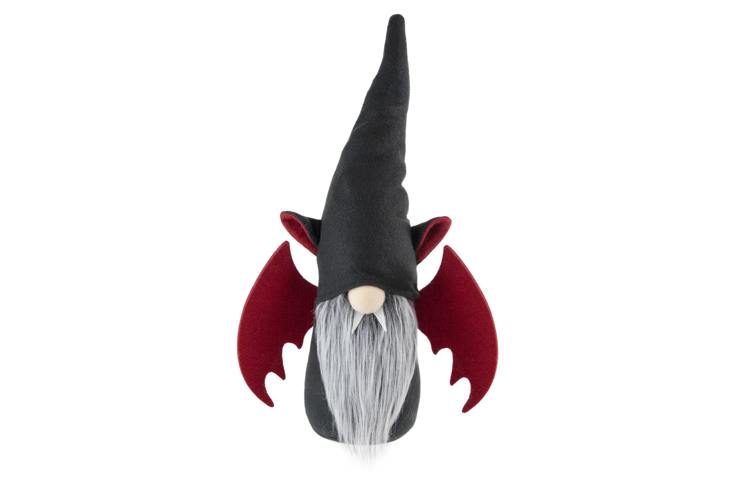 17inch Black and Red Halloween Boy Gnome with Bat Wings