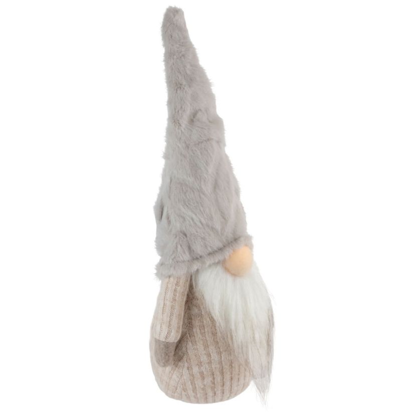Lighted Nose and Plush Hat Christmas Gnome Decoration - 10"