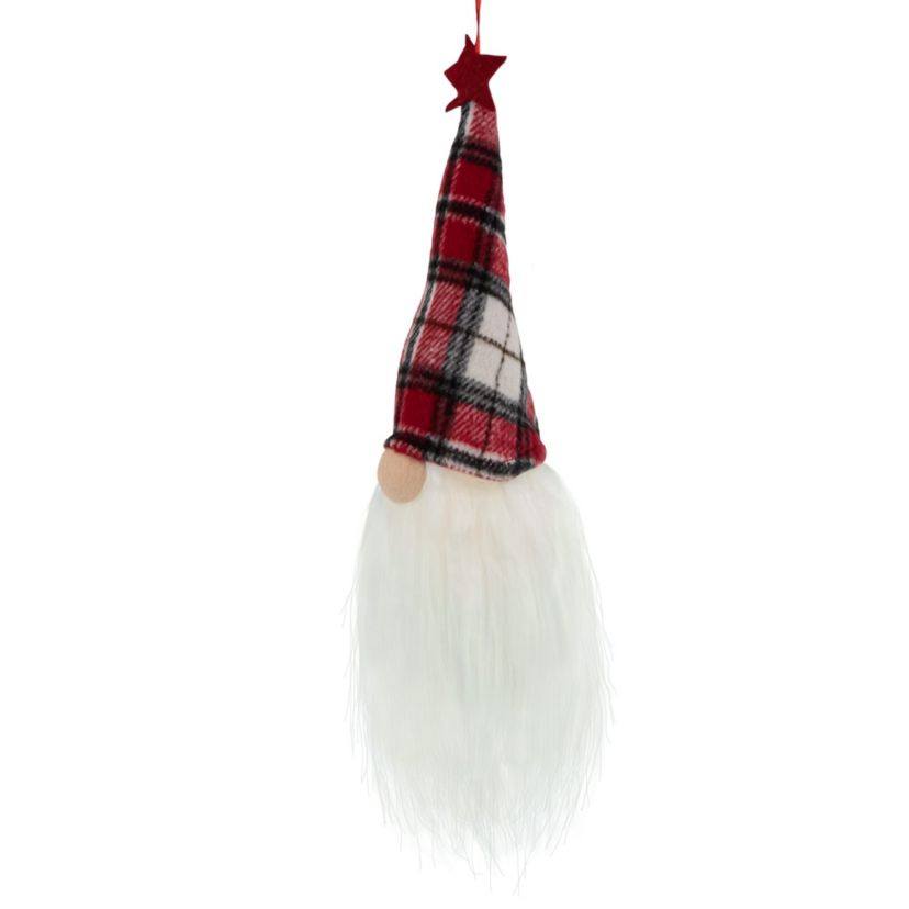9inch LED Lighted Red Plaid Gnome Christmas Ornament